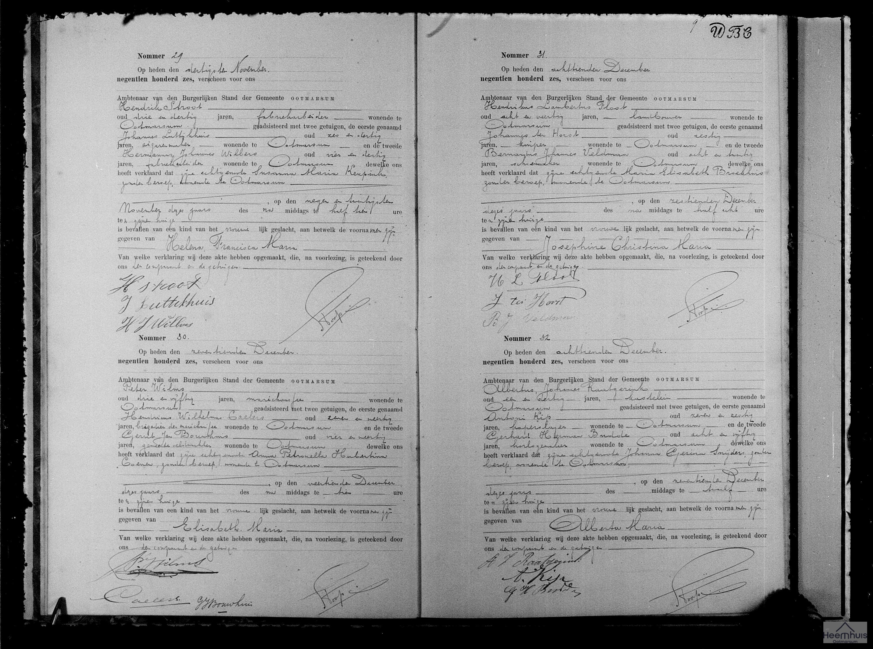 Geboorteakte van Josephine Christina Maria Floot