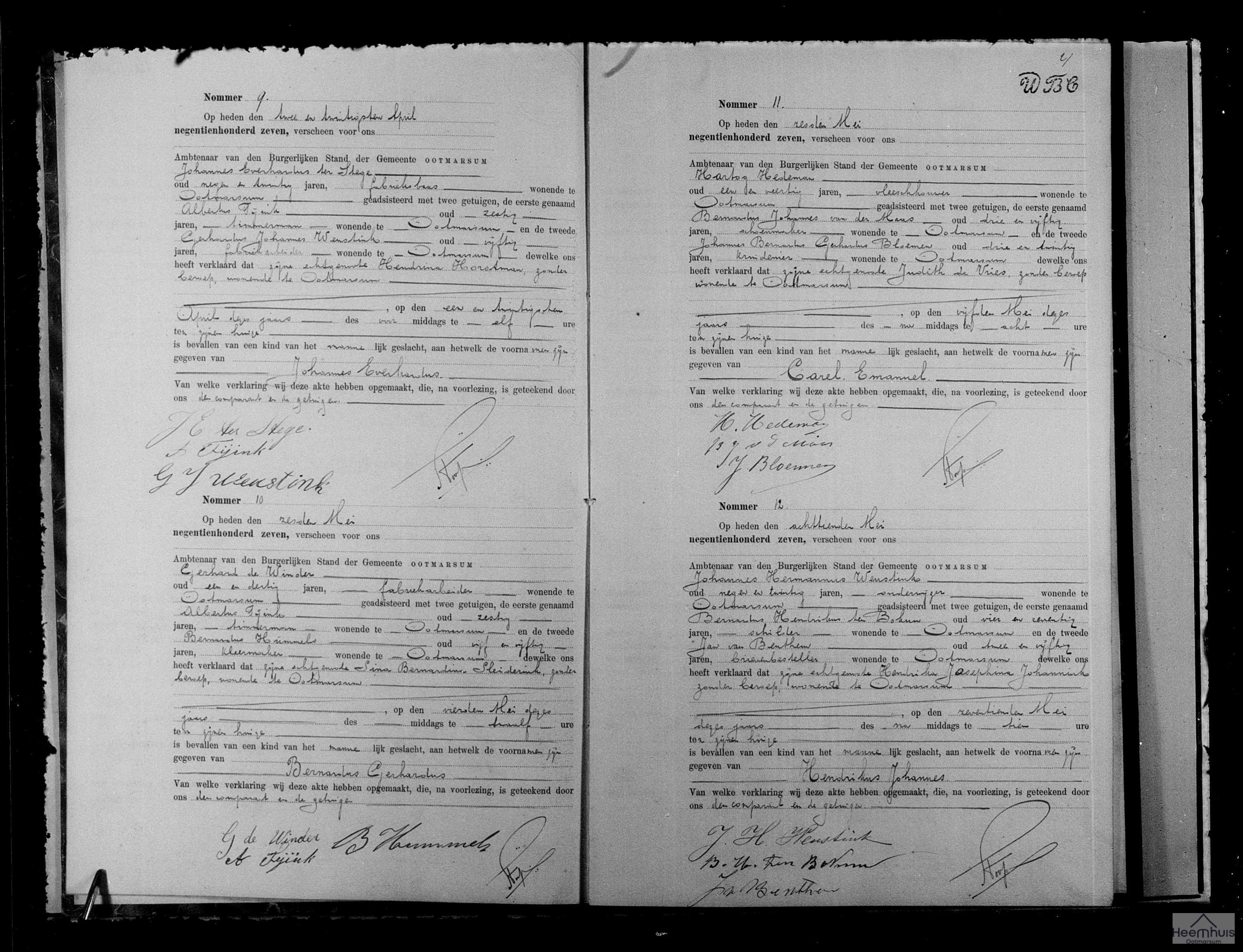 Geboorteakte van Hendrikus Johannes Weustink Geboorteakte van Hendrikus Johannes Weustink