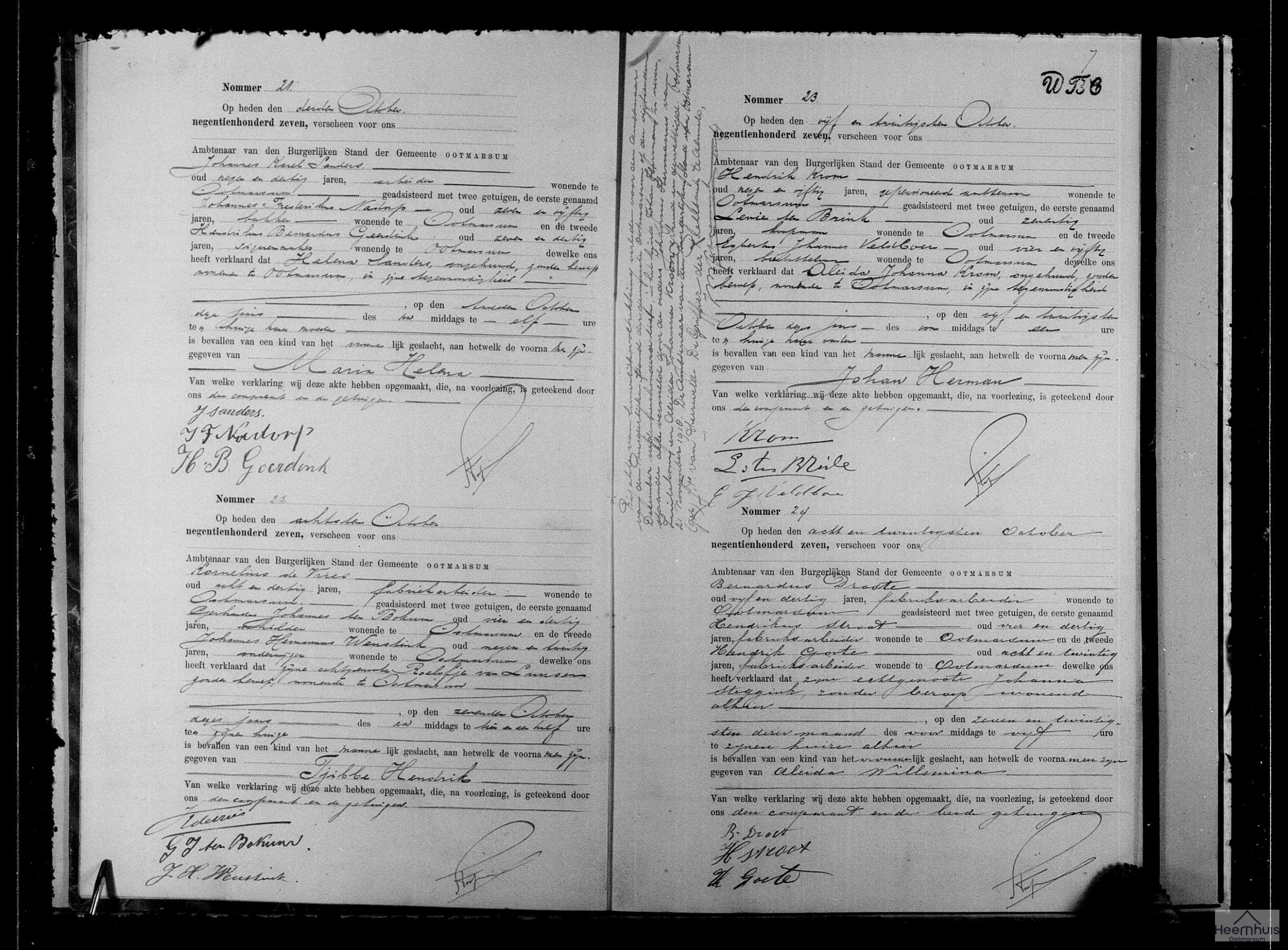 Geboorteakte van Tjibbe Hendrik de Vries