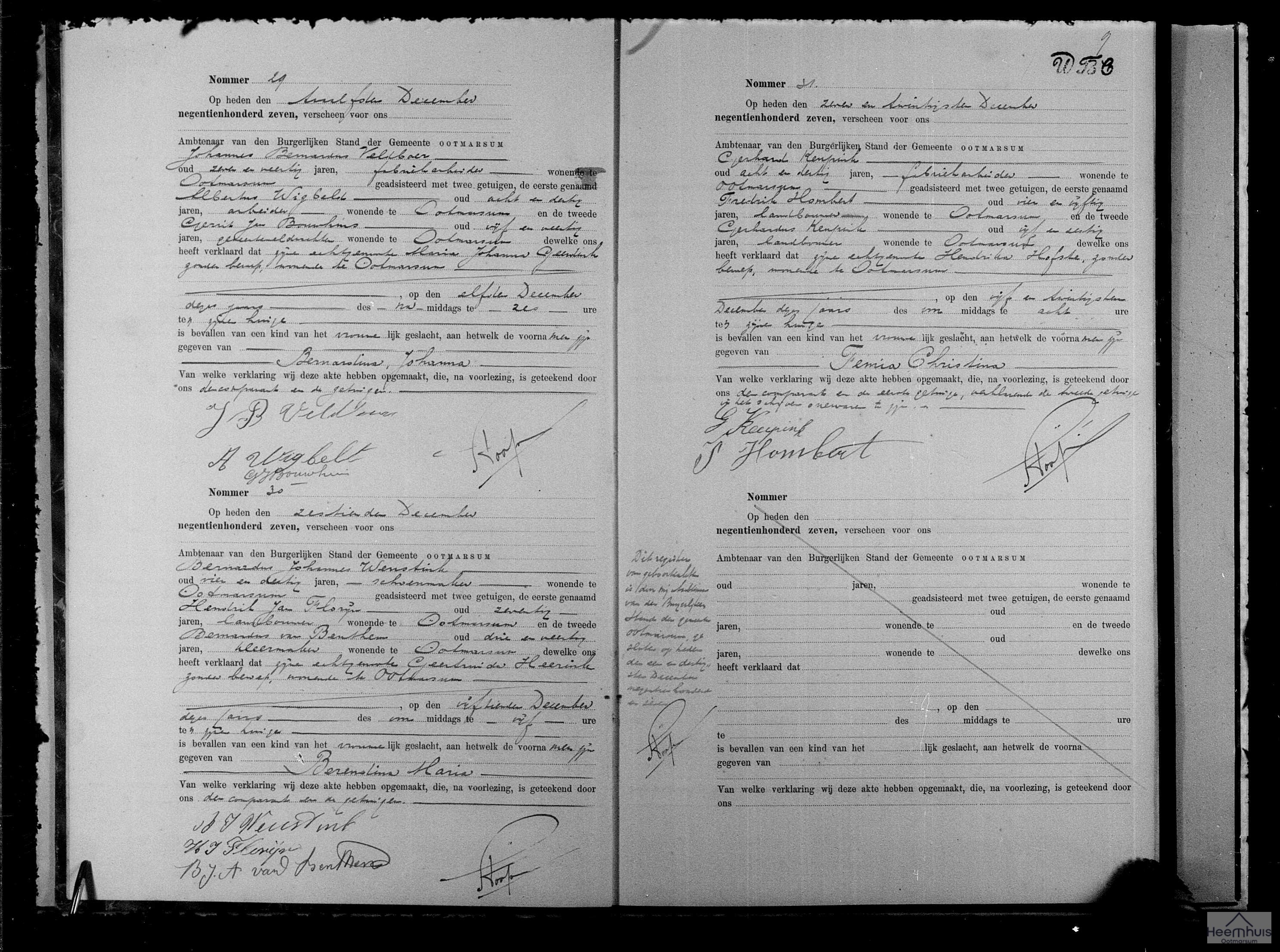 Geboorteakte van Berendina Maria Weustink