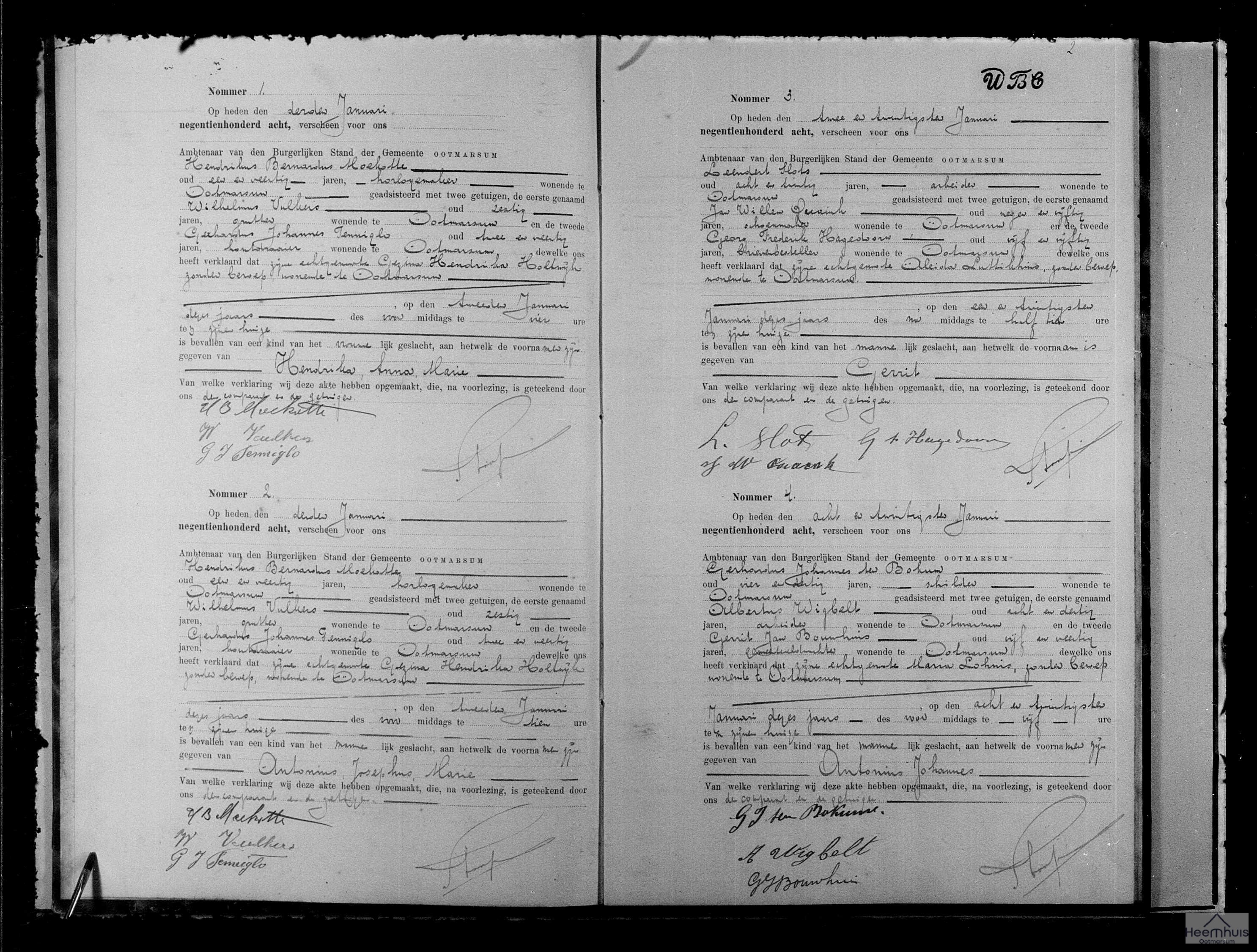 Geboorteakte van Antonius Johannes ten Bokum Geboorteakte van Antonius Johannes ten Bokum