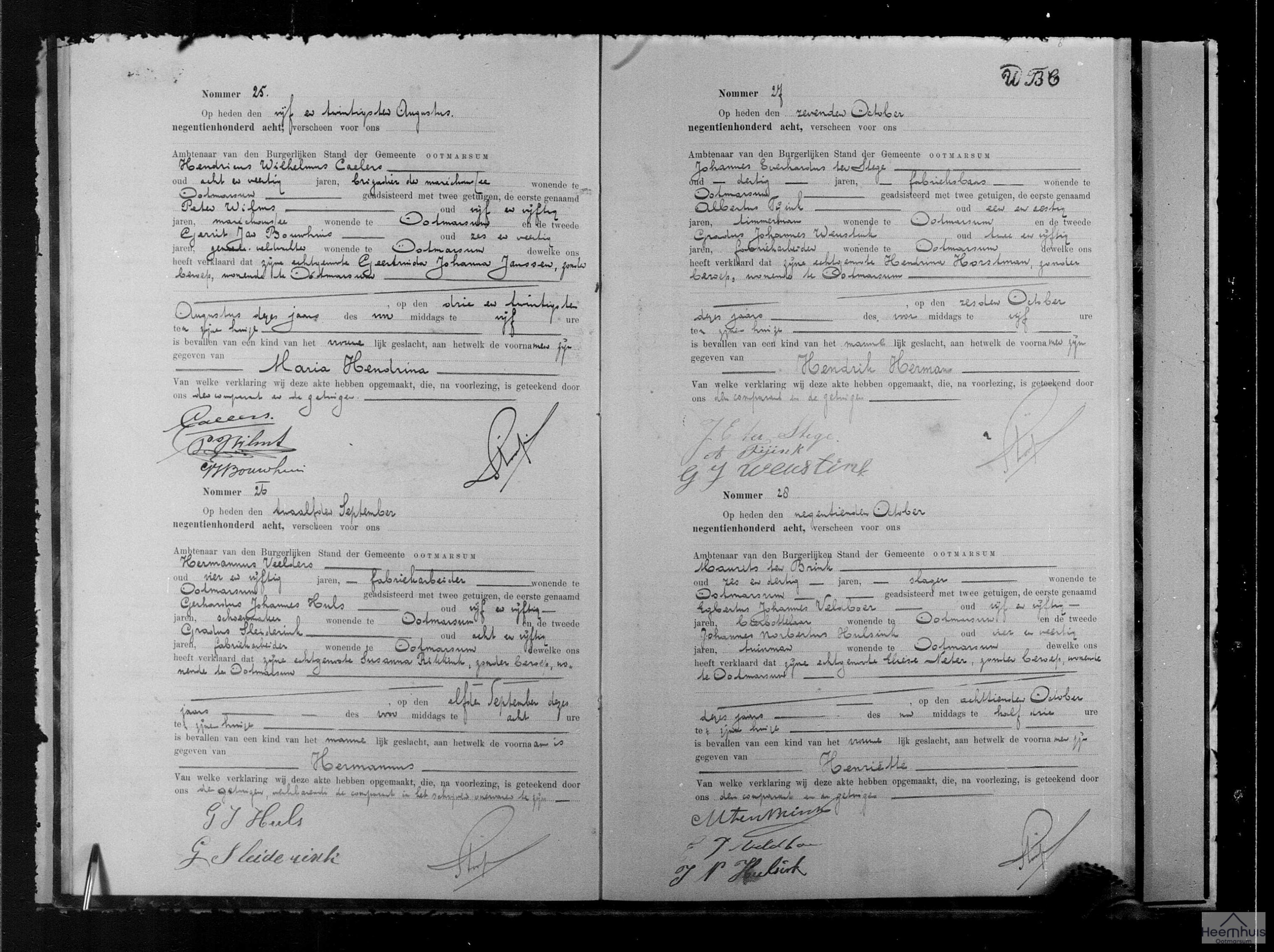 Geboorteakte van Henriëtte ten Brink