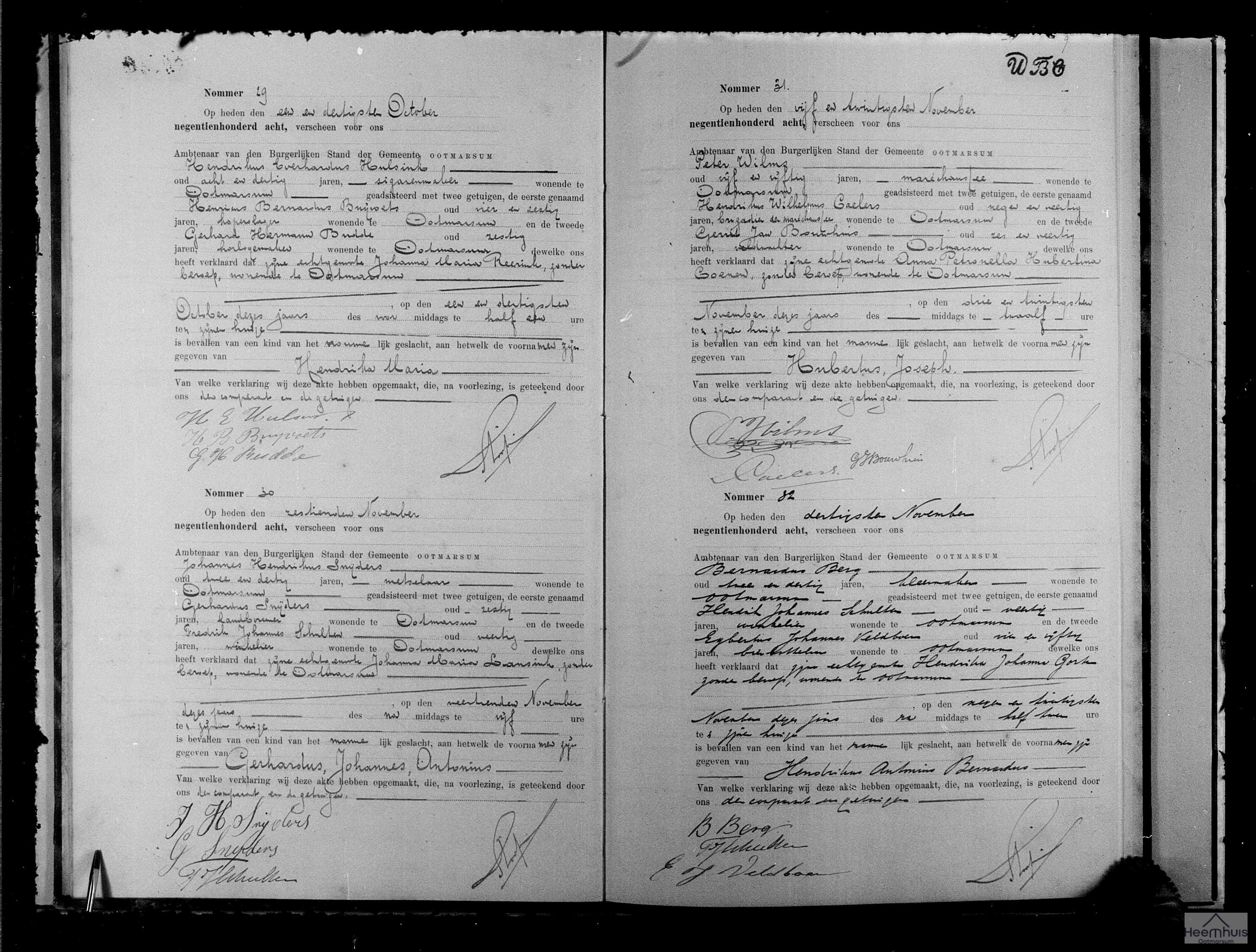 Geboorteakte van Hubertus Joseph Wilms Geboorteakte van Hubertus Joseph Wilms