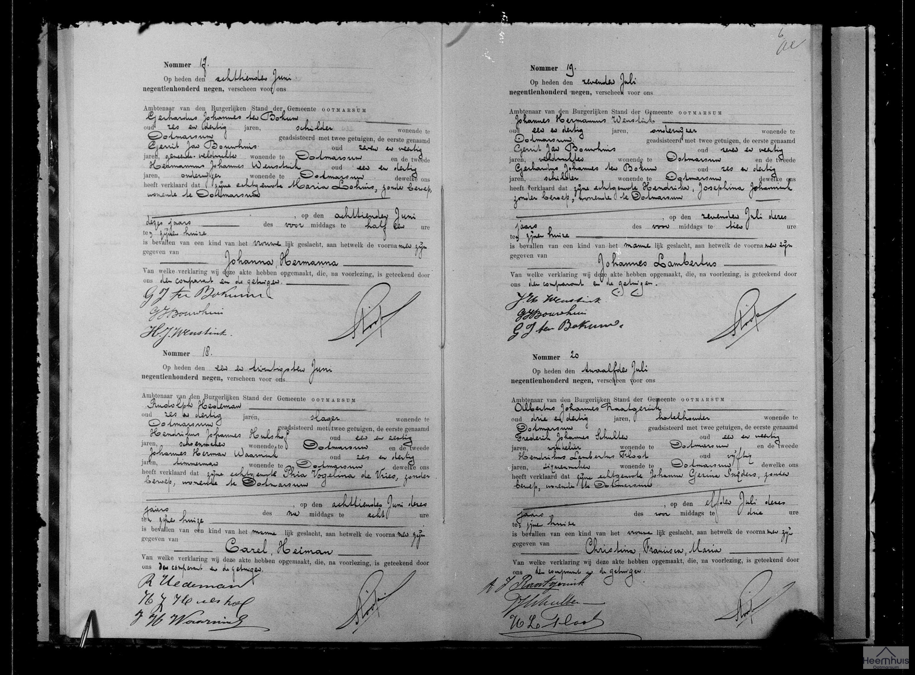 Geboorteakte van Johanna Hermanna ten Bokum Geboorteakte van Johanna Hermanna ten Bokum