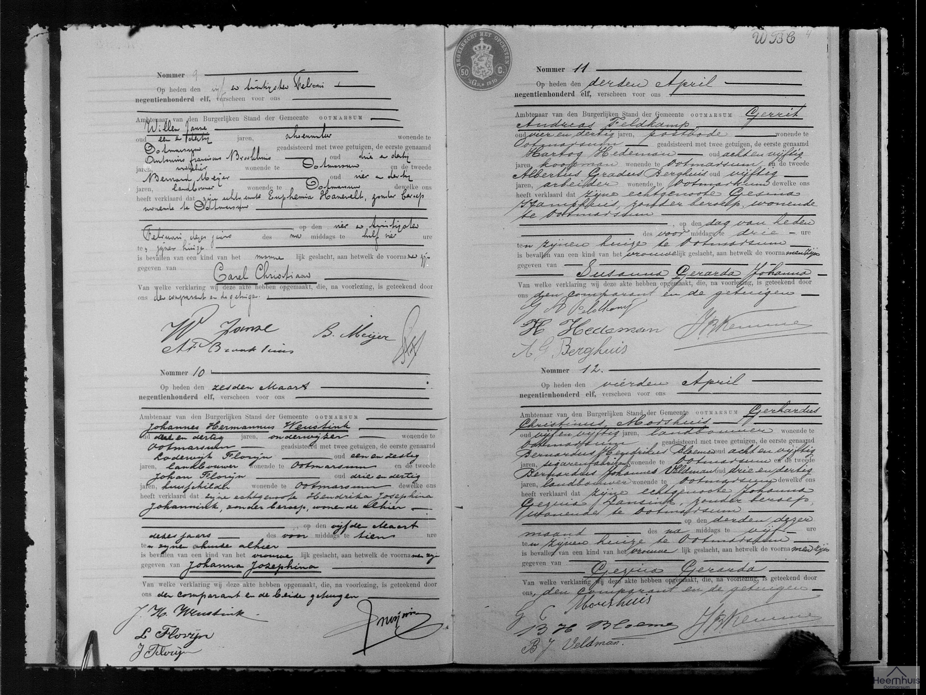 Geboorteakte van Susanna Gerarda Johanna Feldkamp