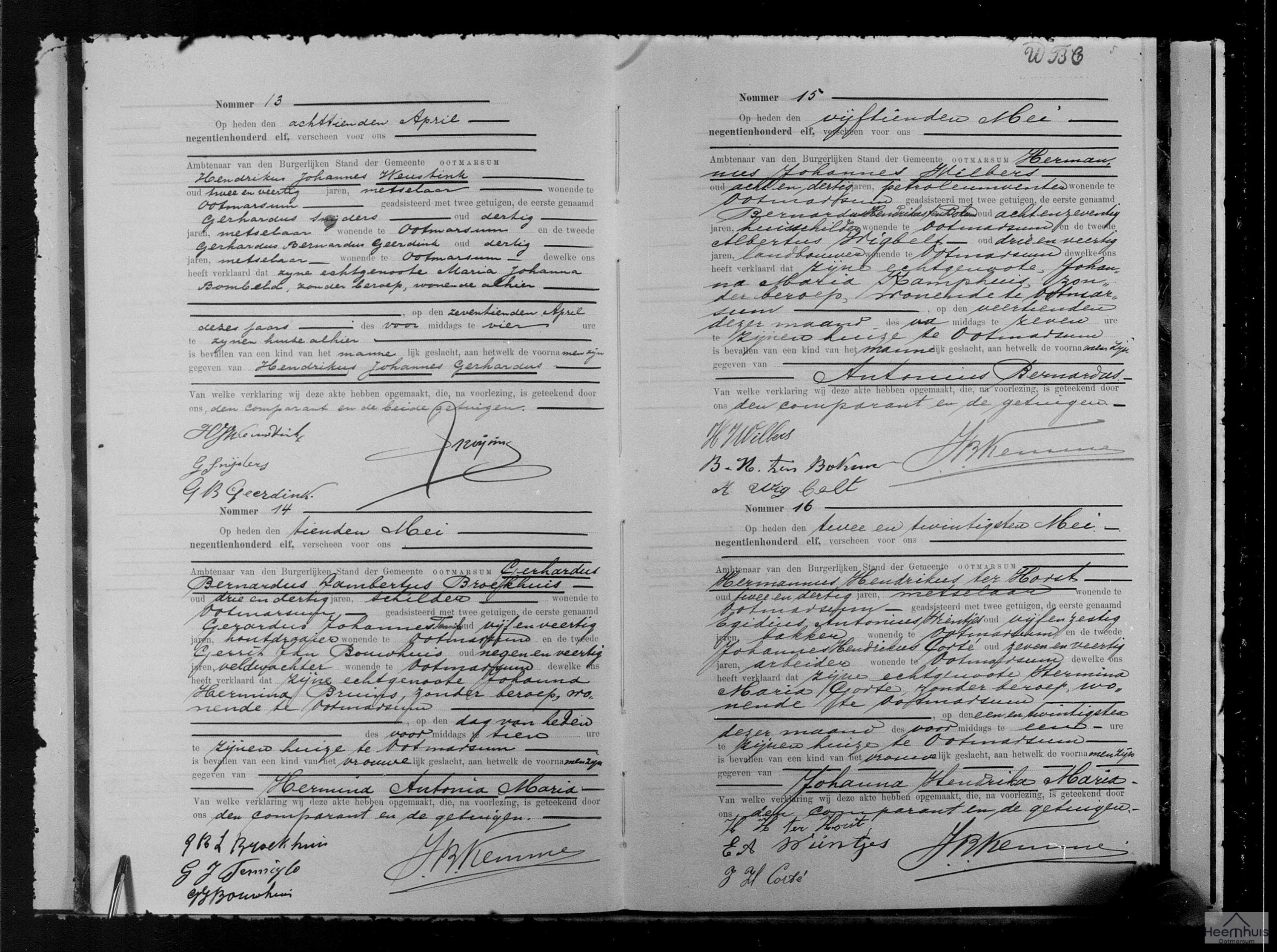 Geboorteakte van Hermina Antonia Maria Broekhuis
