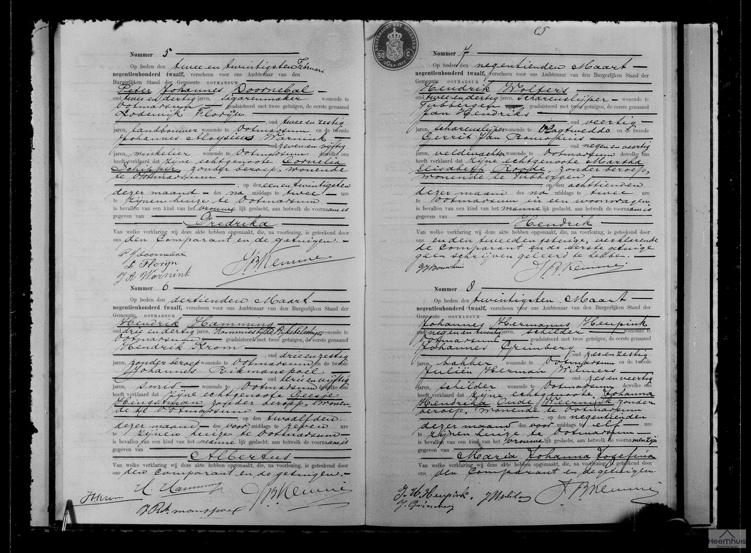 Geboorteakte van Maria Johanna Josefina Heupink