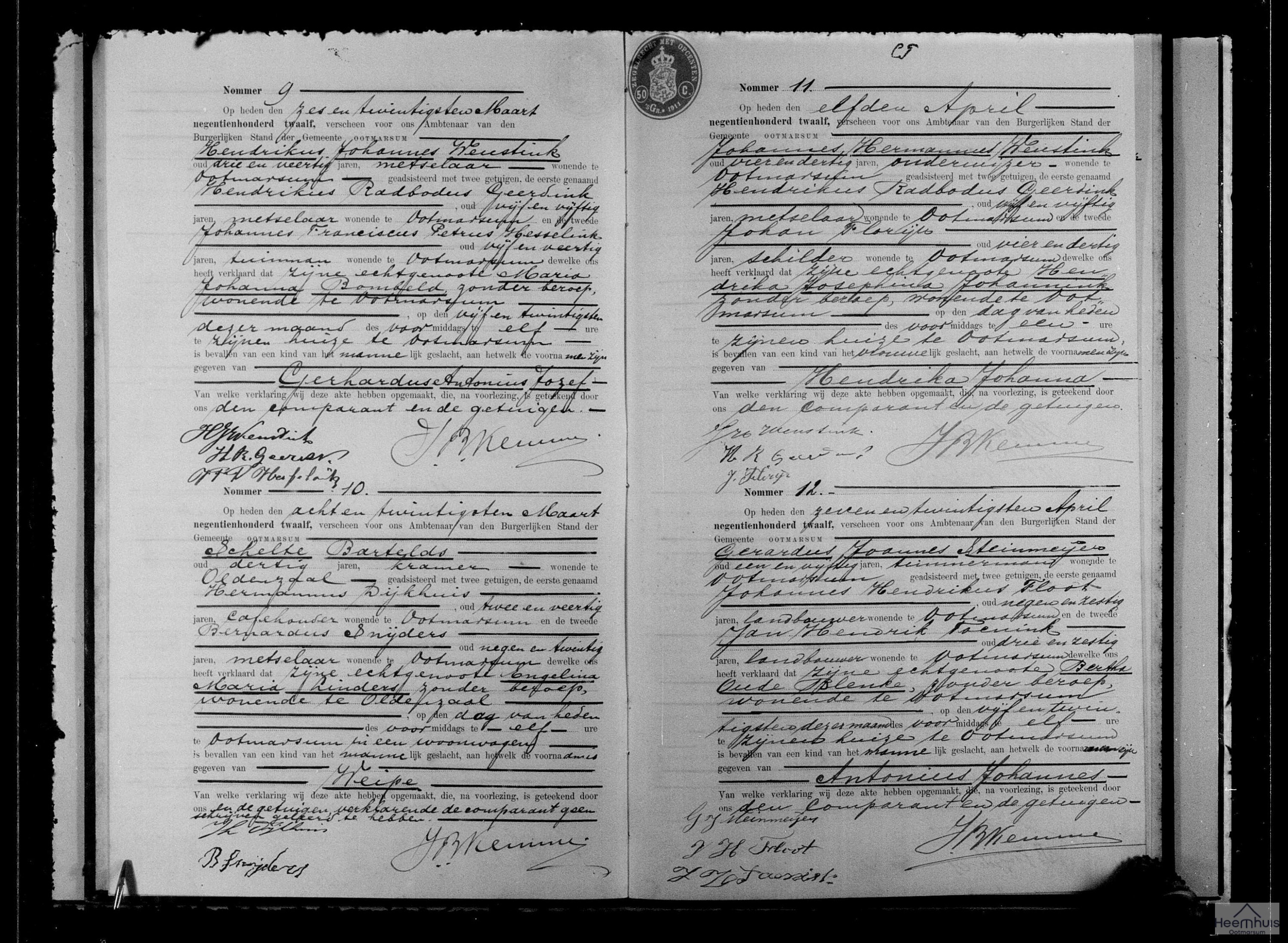 Geboorteakte van Hendrika Johanna Weustink