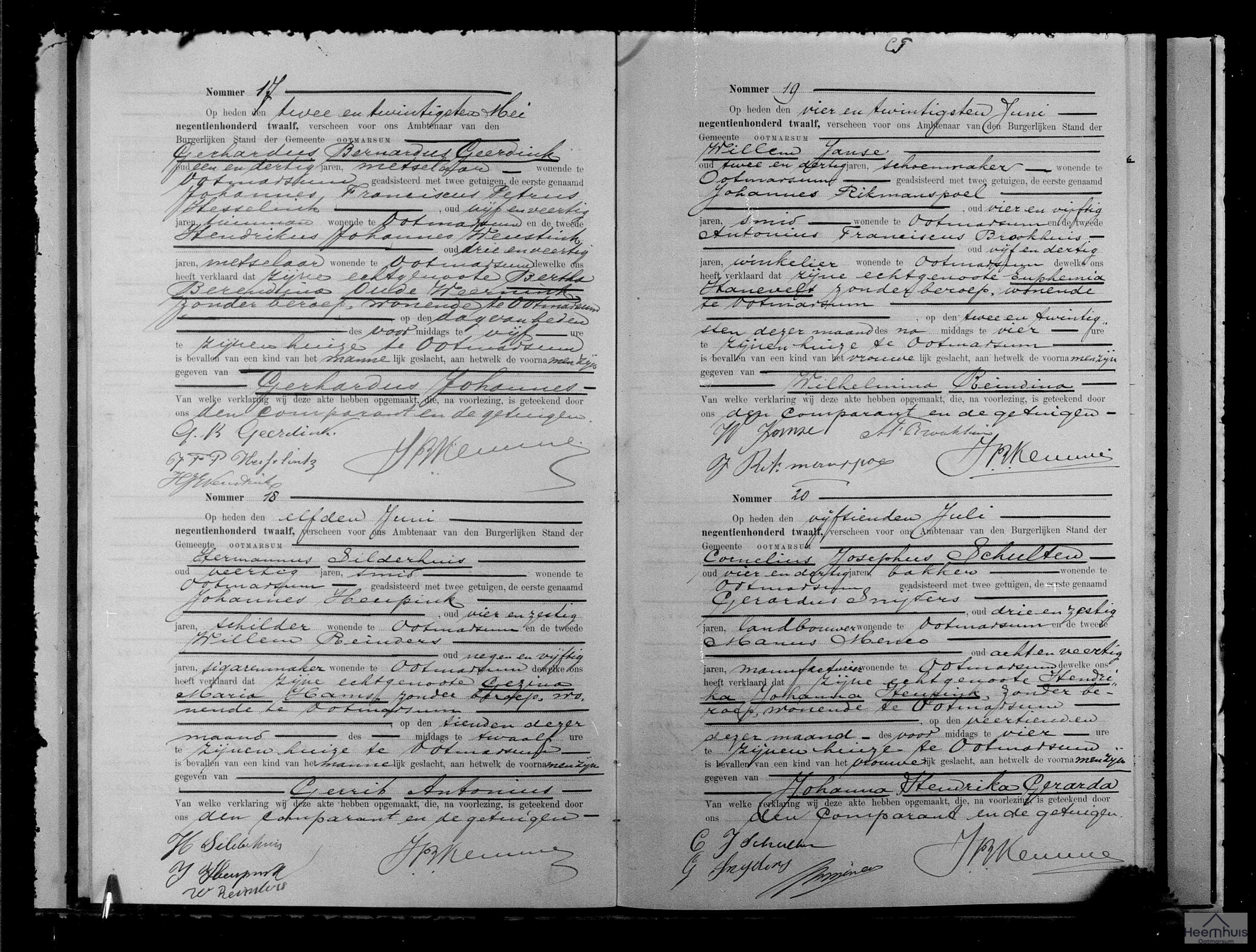 Geboorteakte van Gerrit Antonius Silderhuis Geboorteakte van Gerrit Antonius Silderhuis