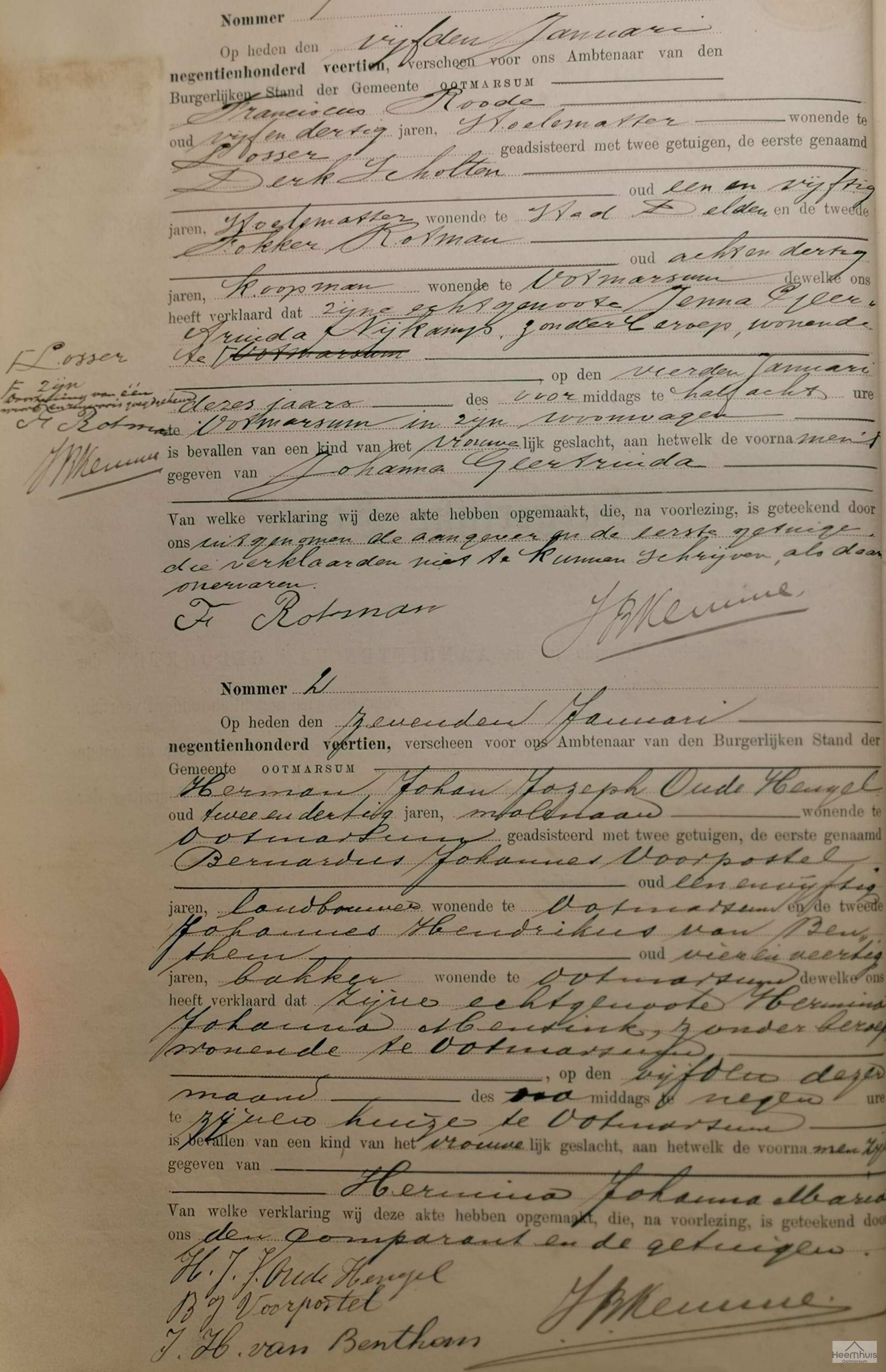 Geboorteakte van Hermina Johanna Maria Oude Hengel Geboorteakte van Hermina Johanna Maria Oude Hengel