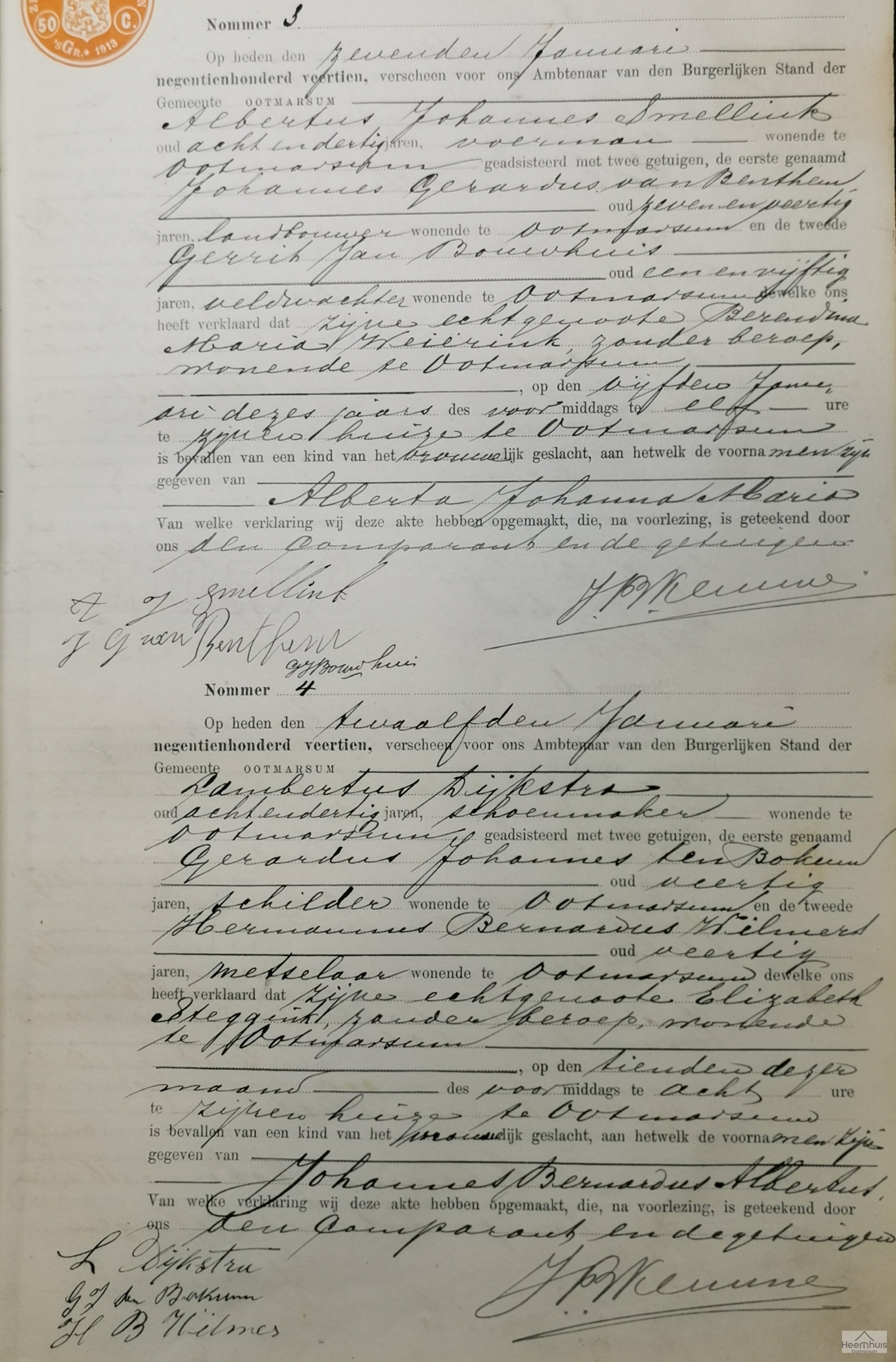 Geboorteakte van Alberta Johanna Maria Smellink