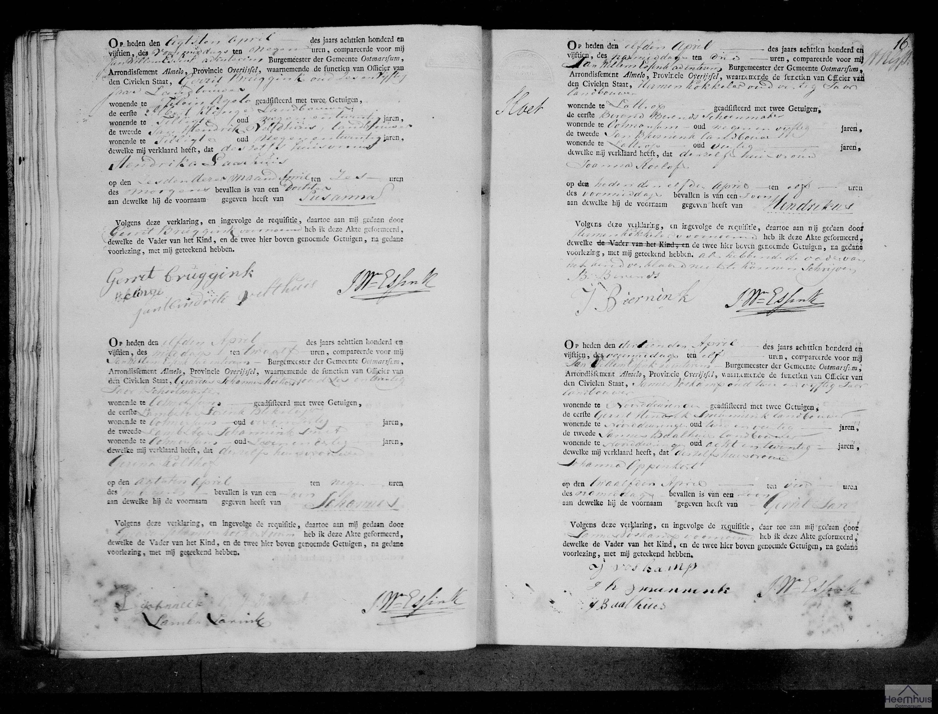 Geboorteakte van Susanna Bruggink Geboorteakte van Susanna Bruggink