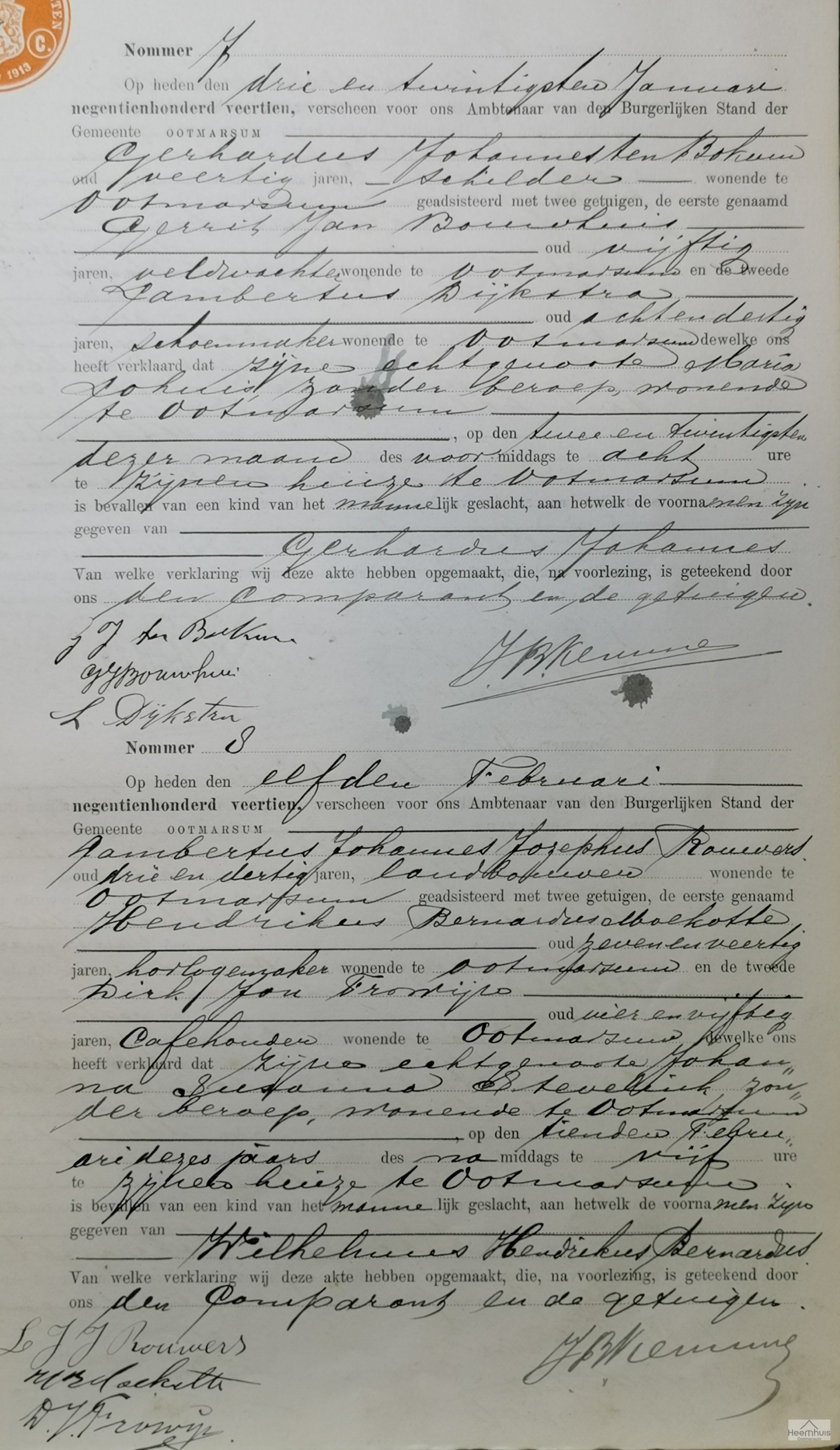 Geboorteakte van Wilhelmus Hendrikus Bernardus Rouwers