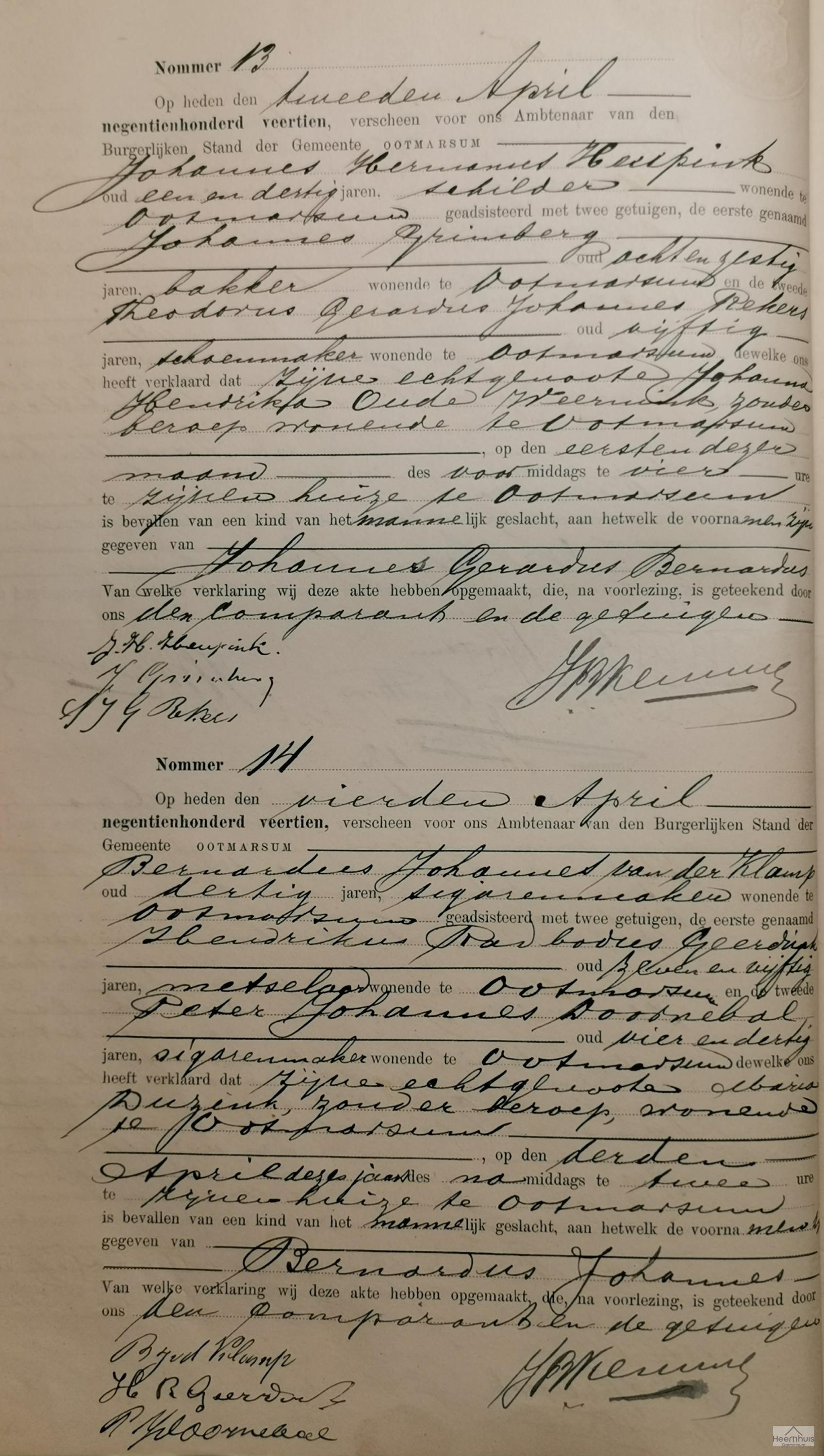 Geboorteakte van Bernardus Johannes van der Klamp Geboorteakte van Bernardus Johannes van der Klamp