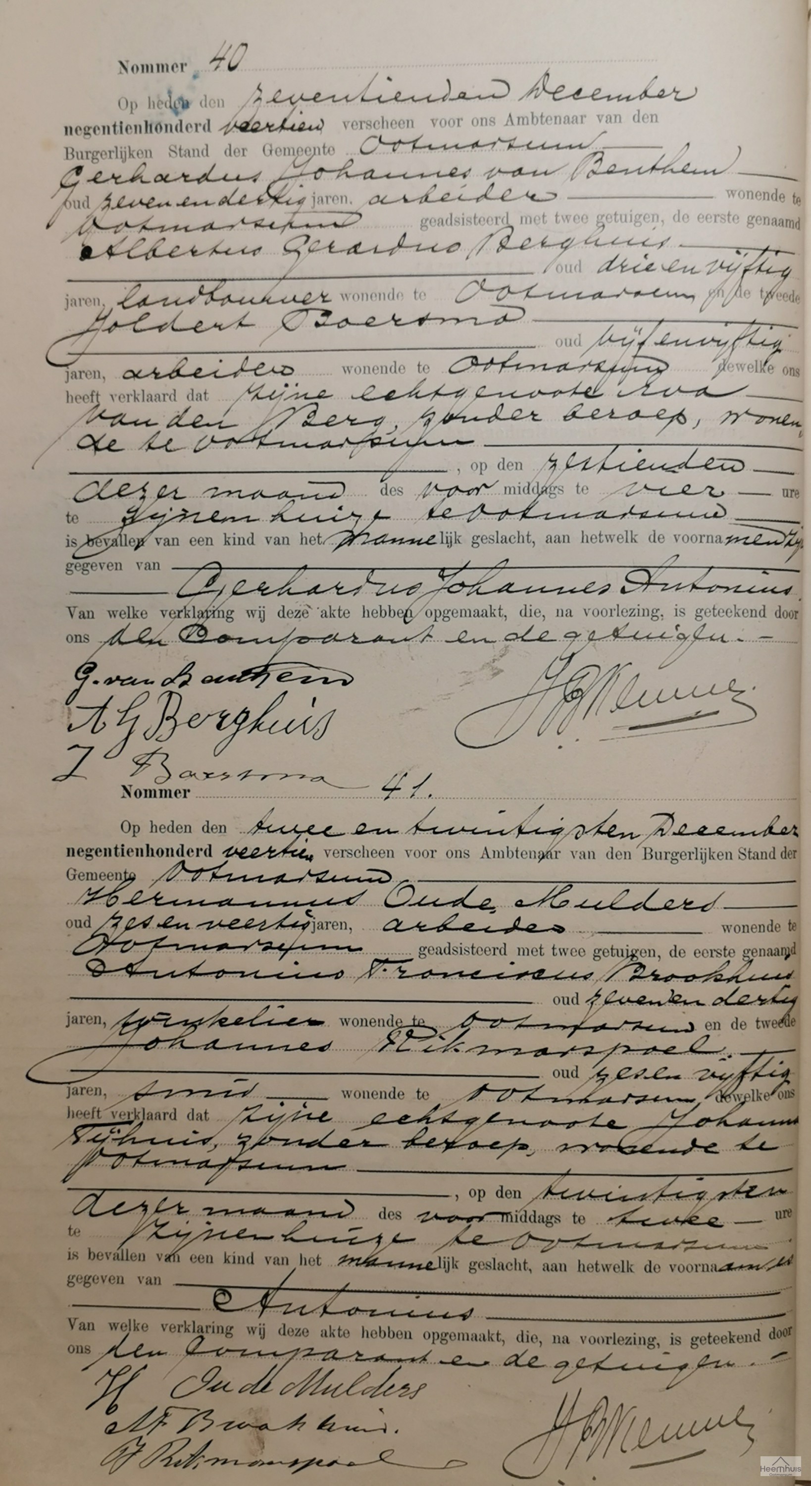 Geboorteakte van Antonius Oude Mulders Geboorteakte van Antonius Oude Mulders