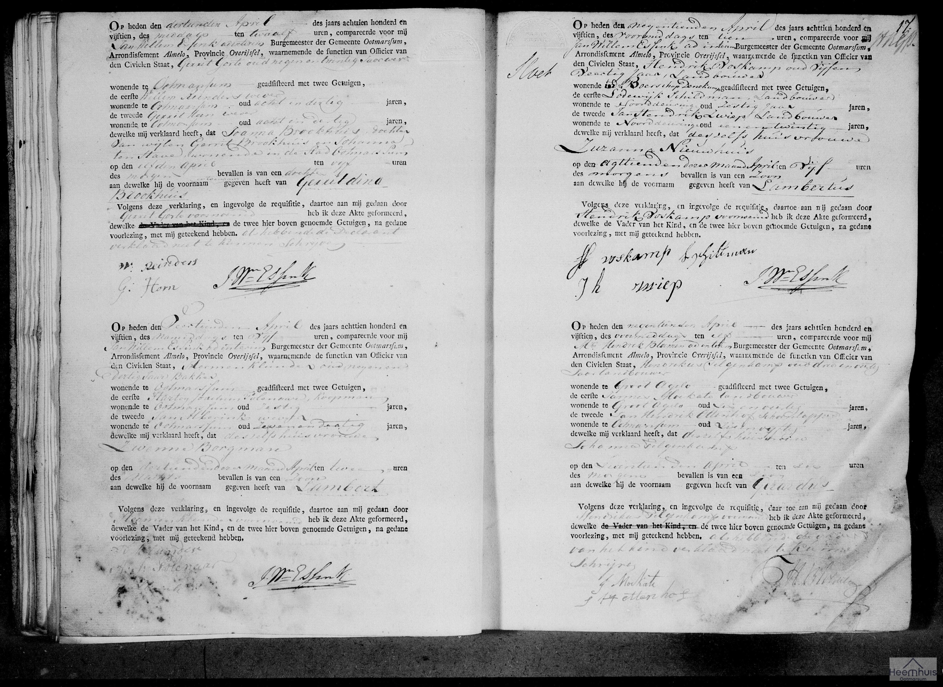 Geboorteakte van Gerardus Derk Telgenkamp