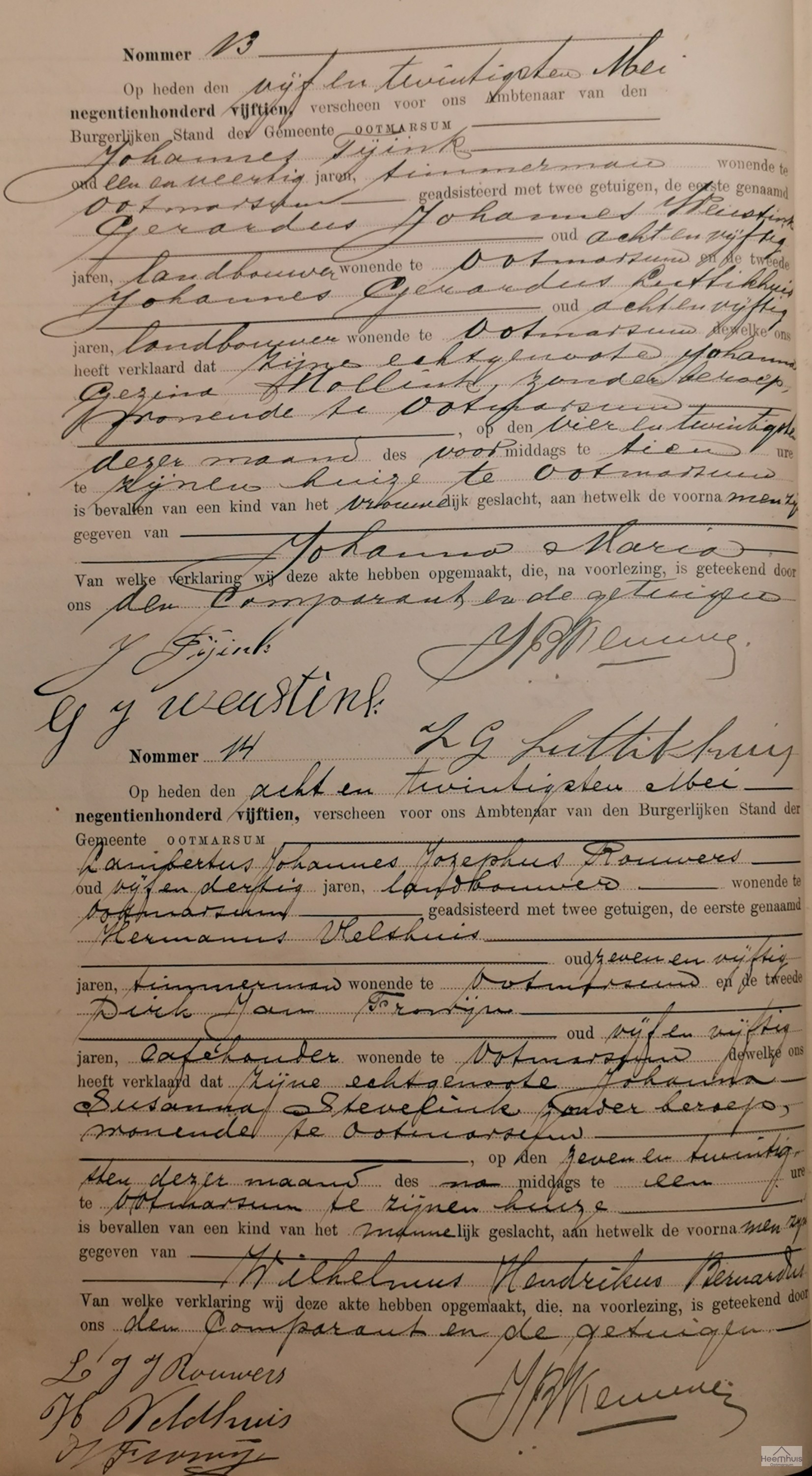 Geboorteakte van Wilhelmus Hendrikus Bernardus Rouwers