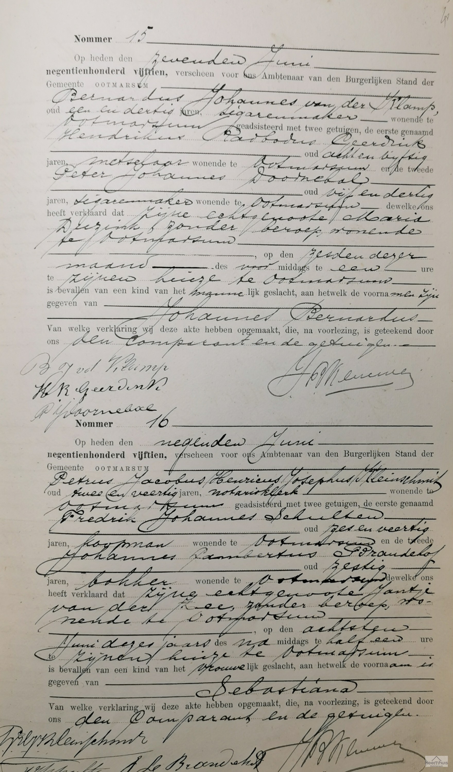 Geboorteakte van Sebastiana Kleinschmit
