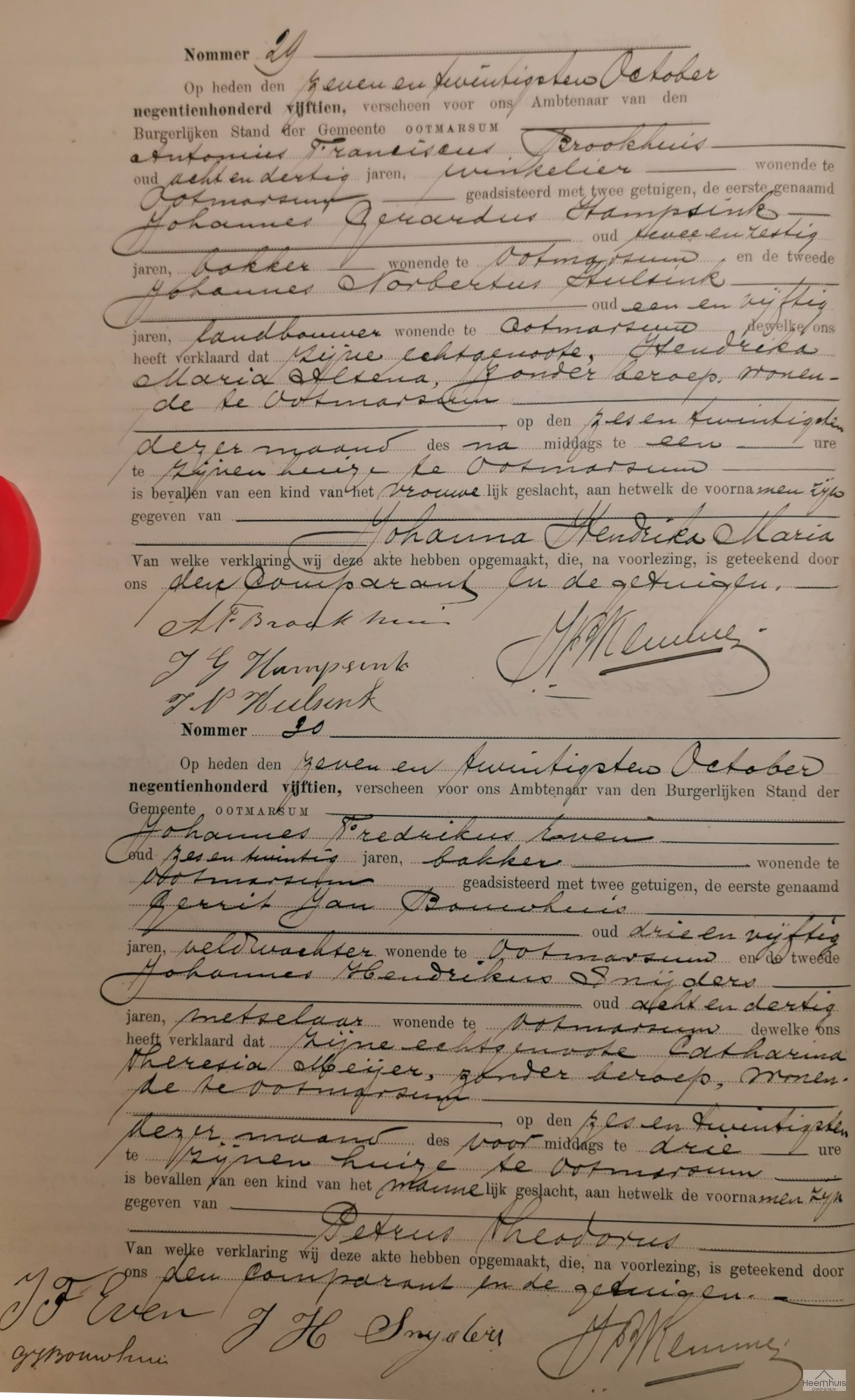 Geboorteakte van Petrus Theodorus Even
