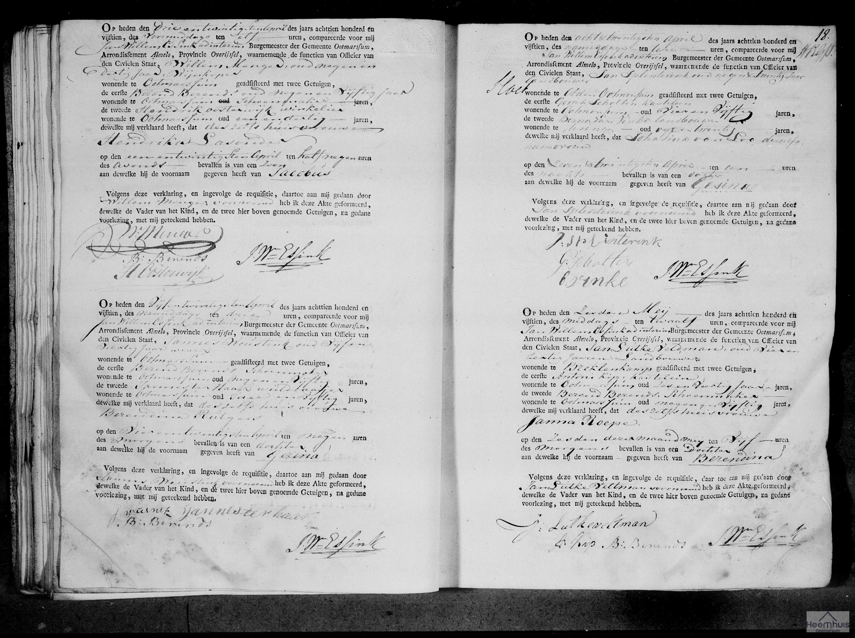 Geboorteakte van Gesina Splinterink Geboorteakte van Gesina Splinterink