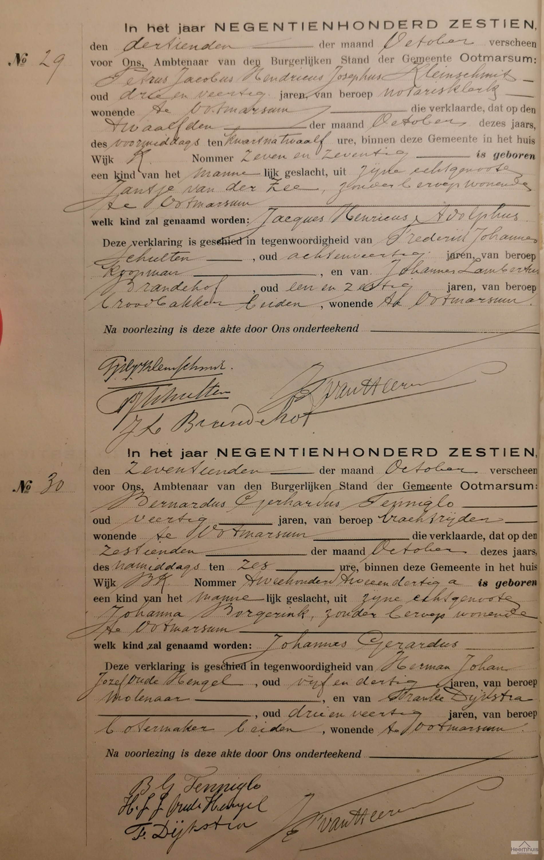 Geboorteakte van Johannes Gerardus Tenniglo Geboorteakte van Johannes Gerardus Tenniglo