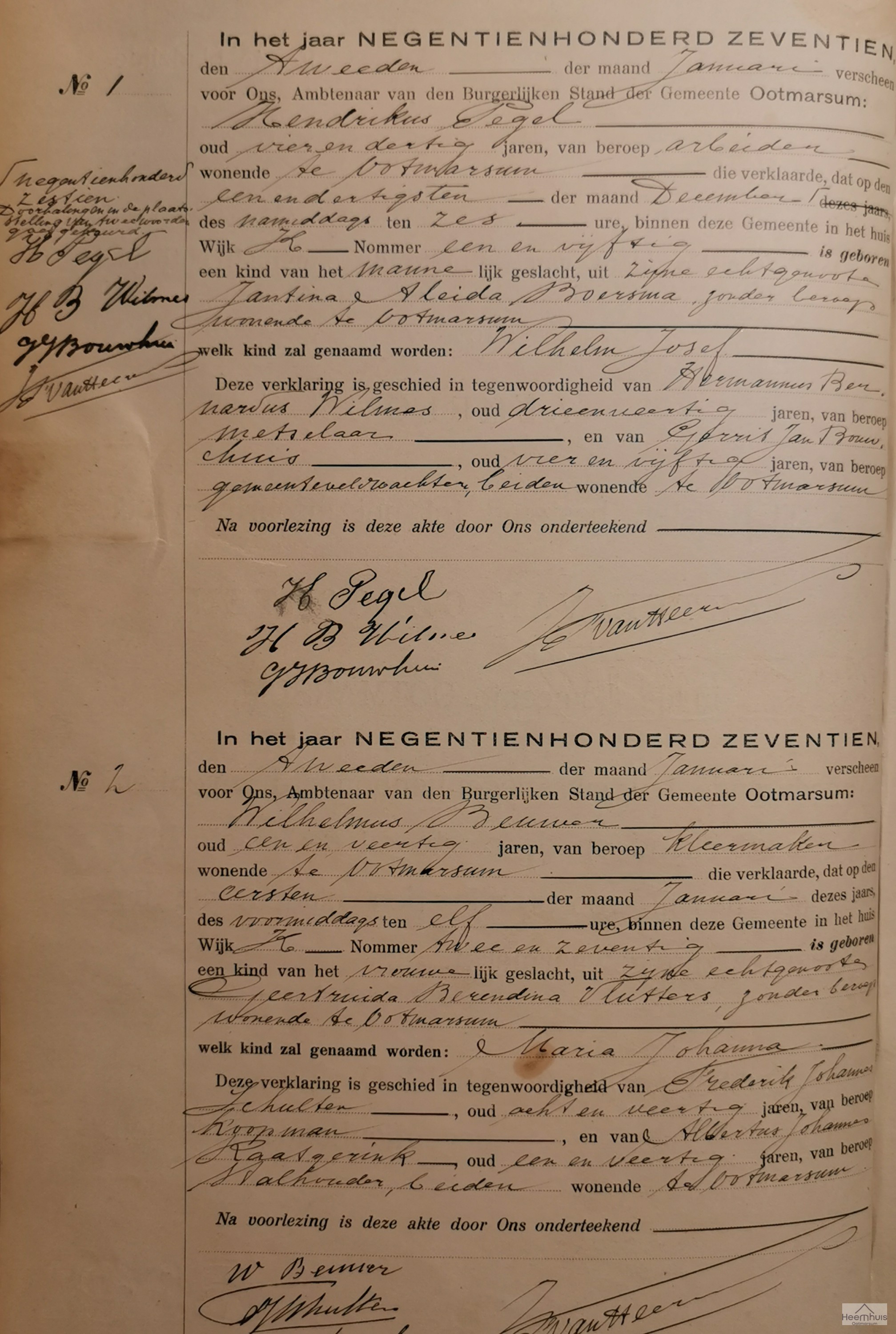 Geboorteakte van Maria Johanna Beuwer
