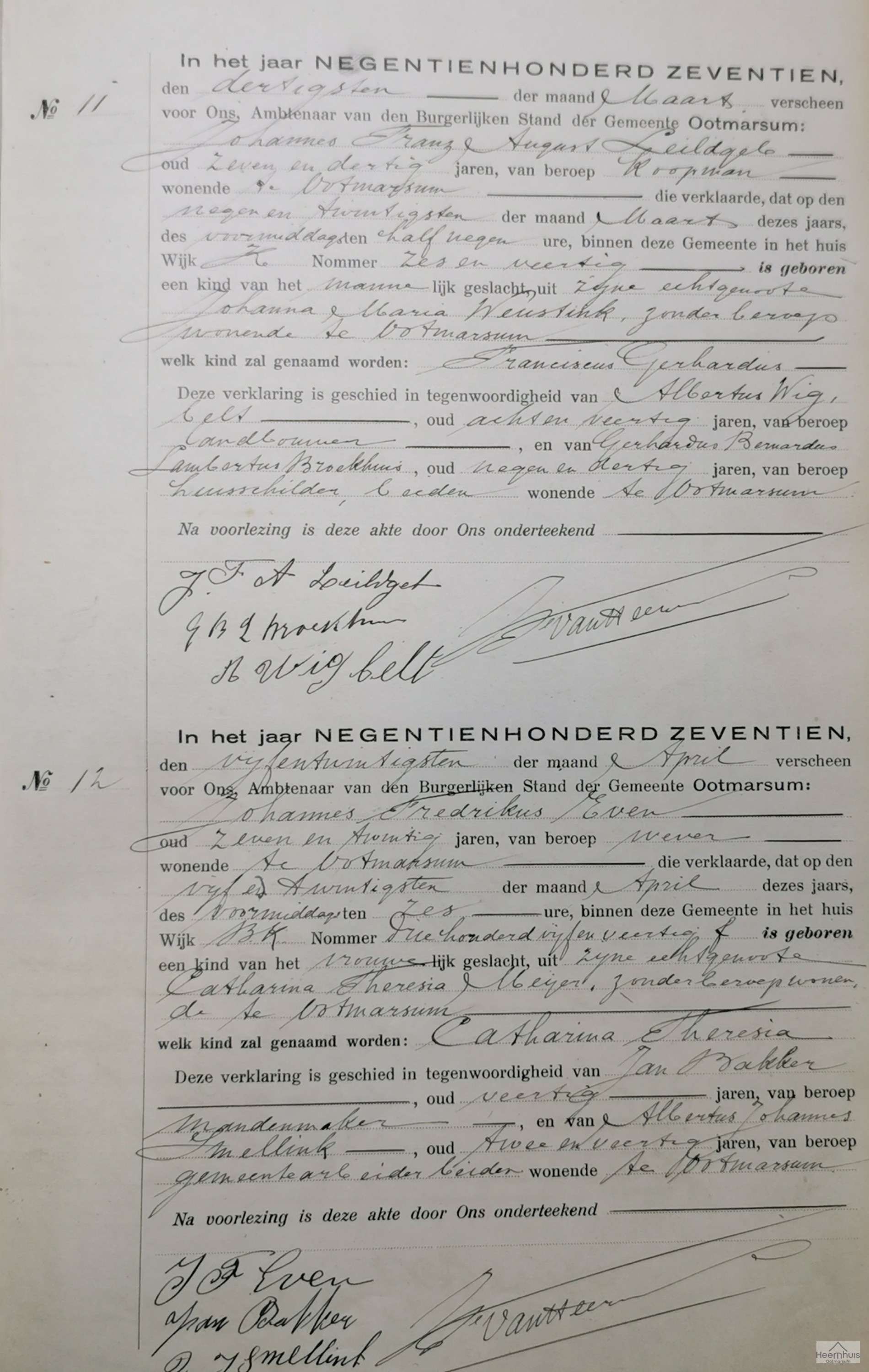 Geboorteakte van Franciscus Gerhardus Leildgeb
