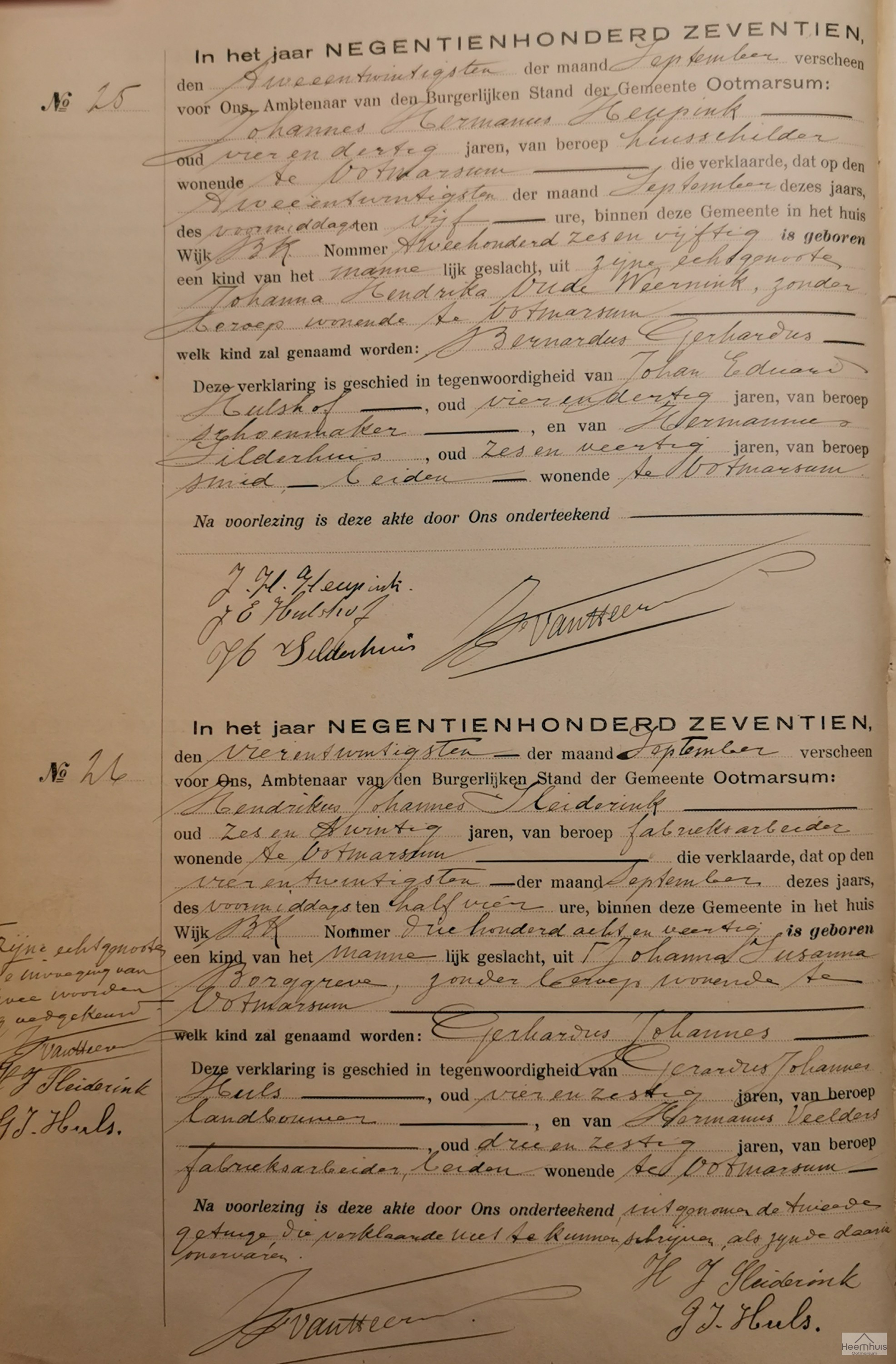 Geboorteakte van Gerhardus Johannes Sleiderink Geboorteakte van Gerhardus Johannes Sleiderink