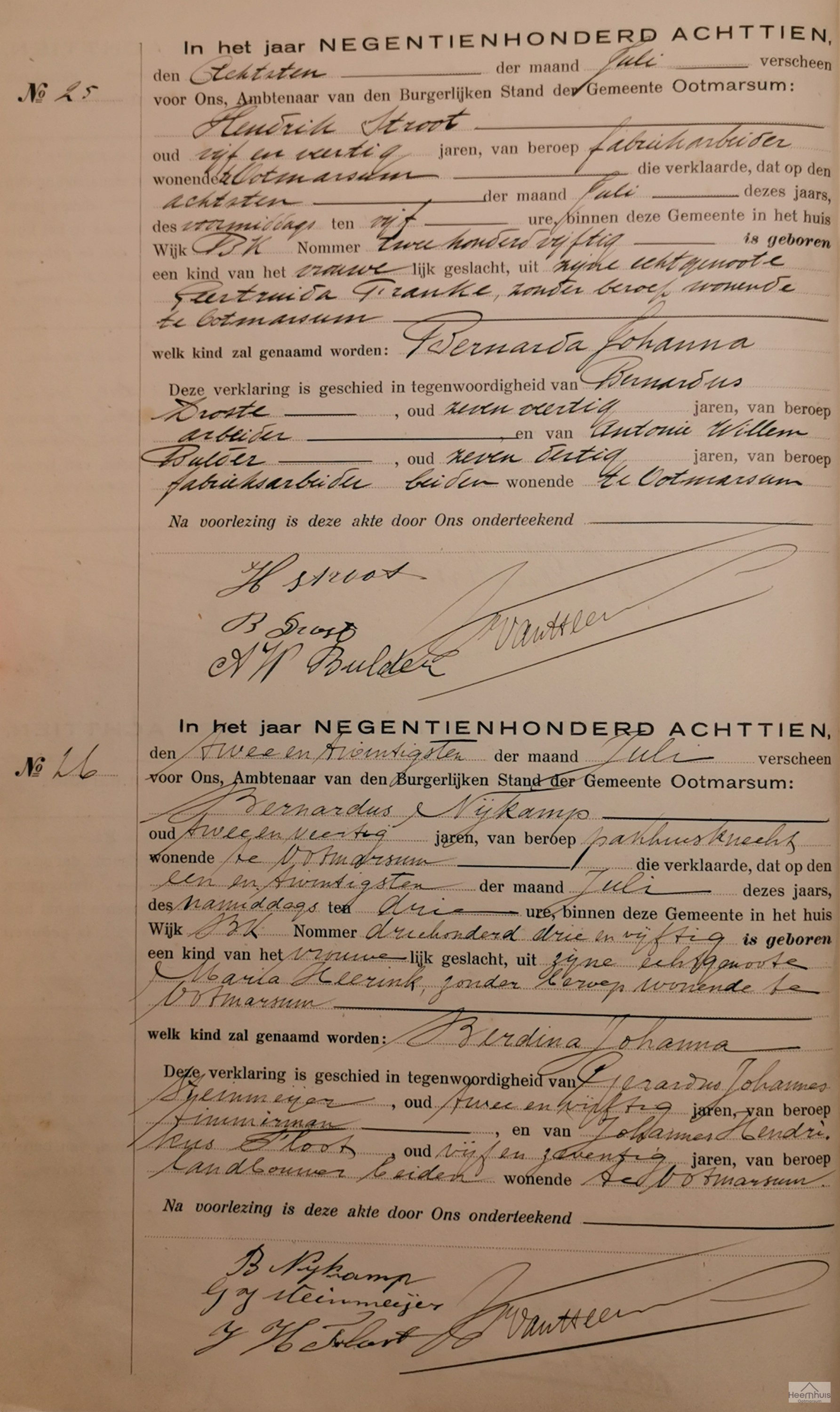 Geboorteakte van Bernarda Johanna Stroot Geboorteakte van Bernarda Johanna Stroot