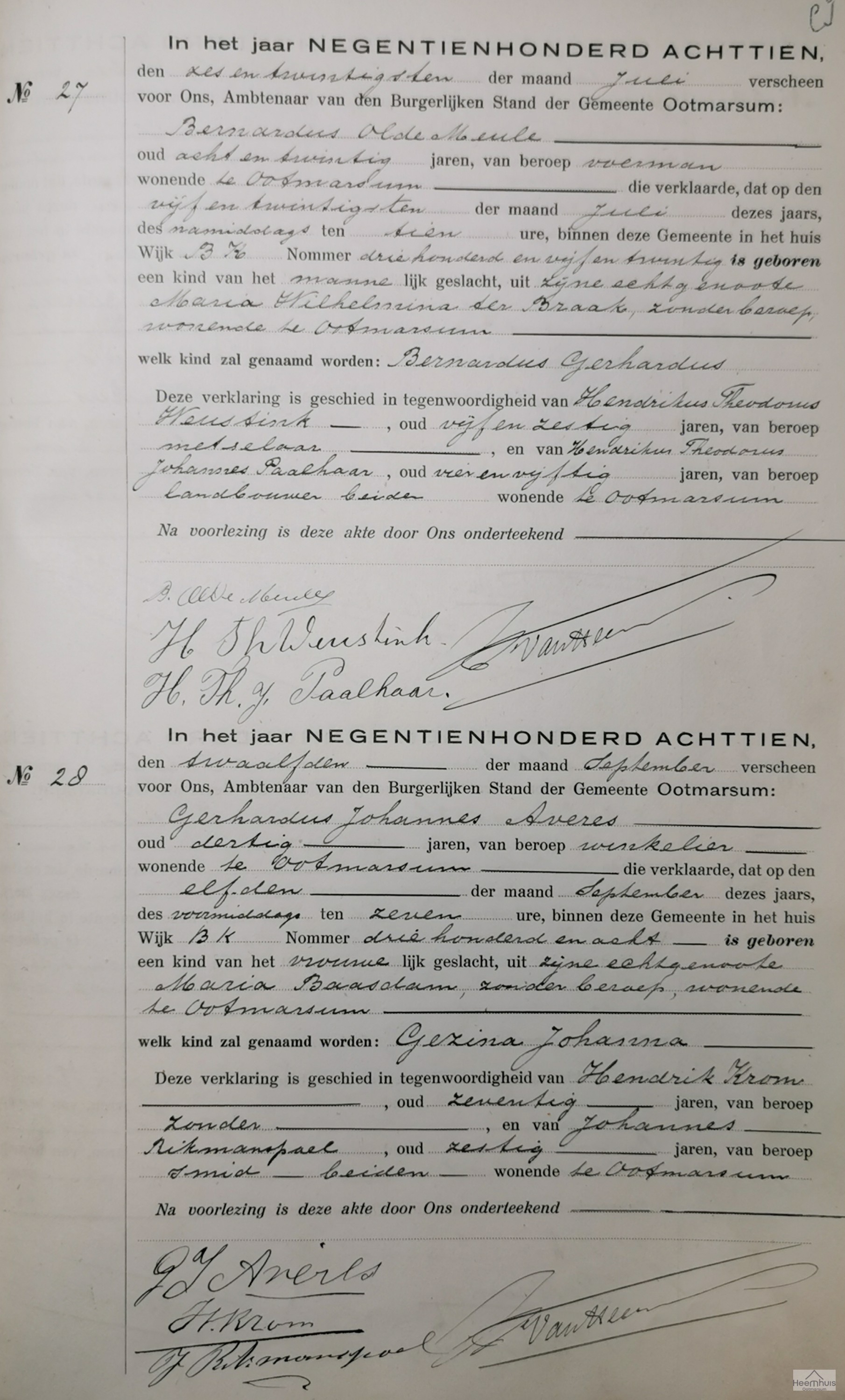 Geboorteakte van Gezina Johanna Averes