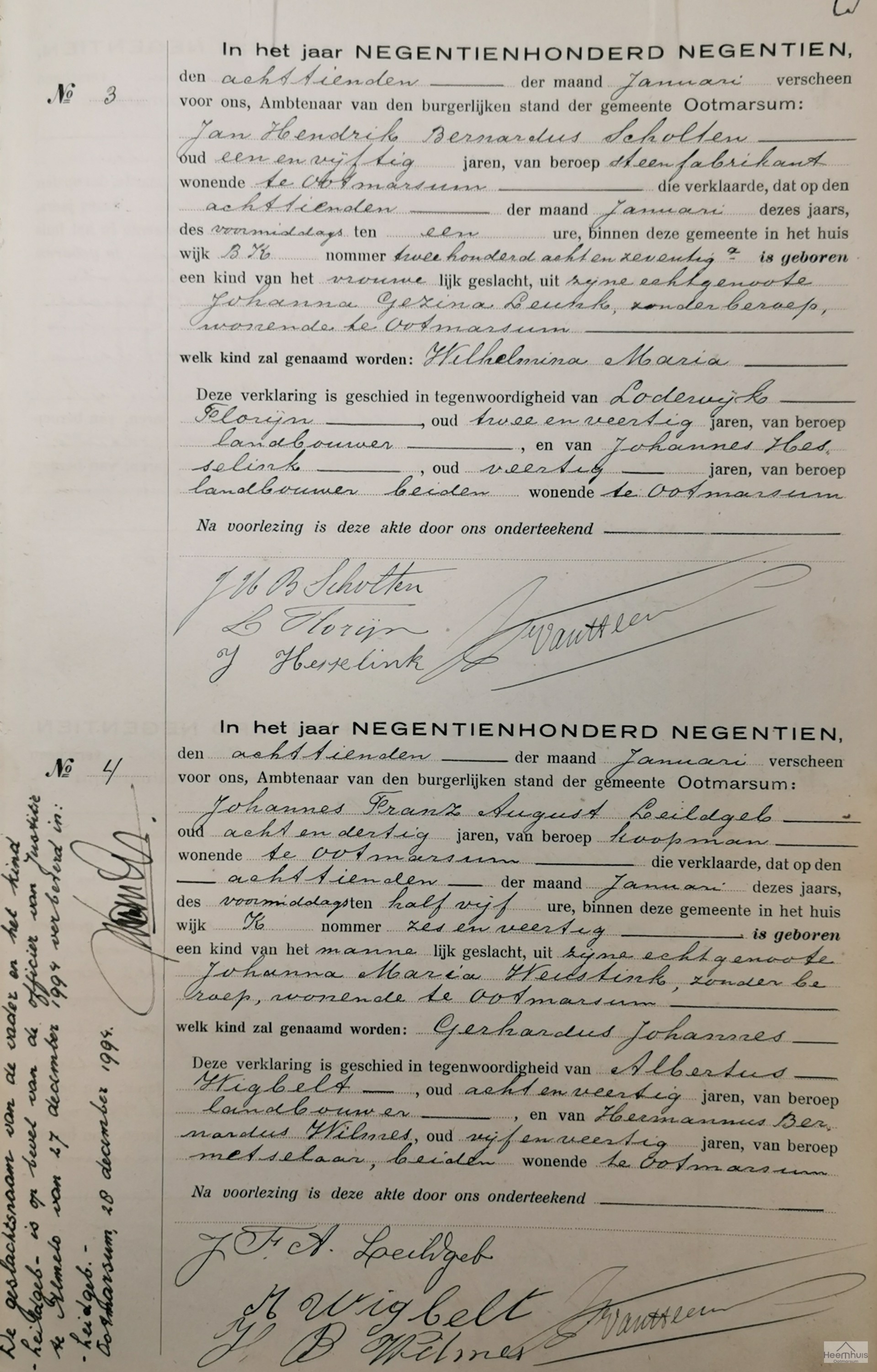 Geboorteakte van Gerhardus Johannes Leildgeb