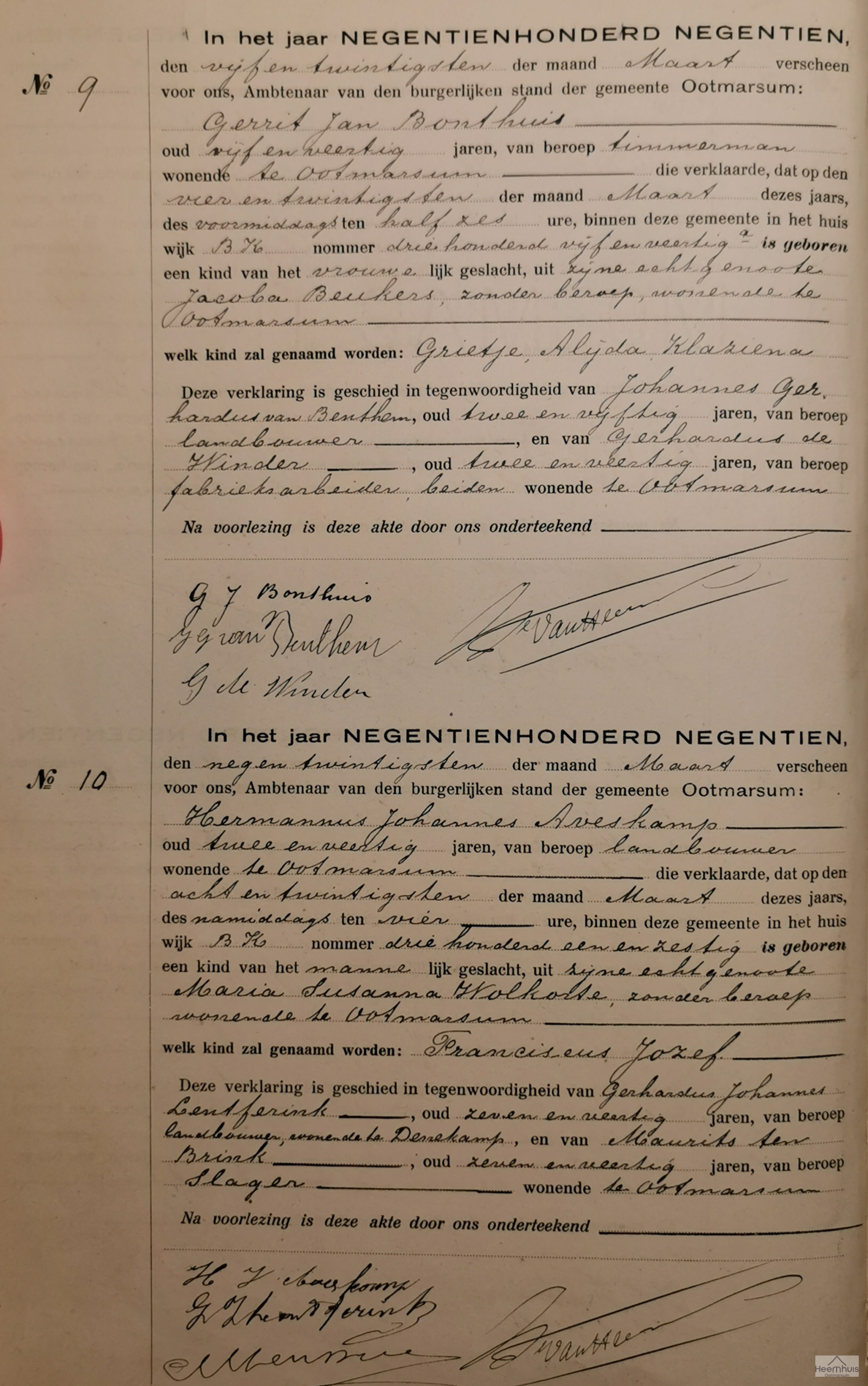 Geboorteakte van Franciscus Jozef Aveskamp