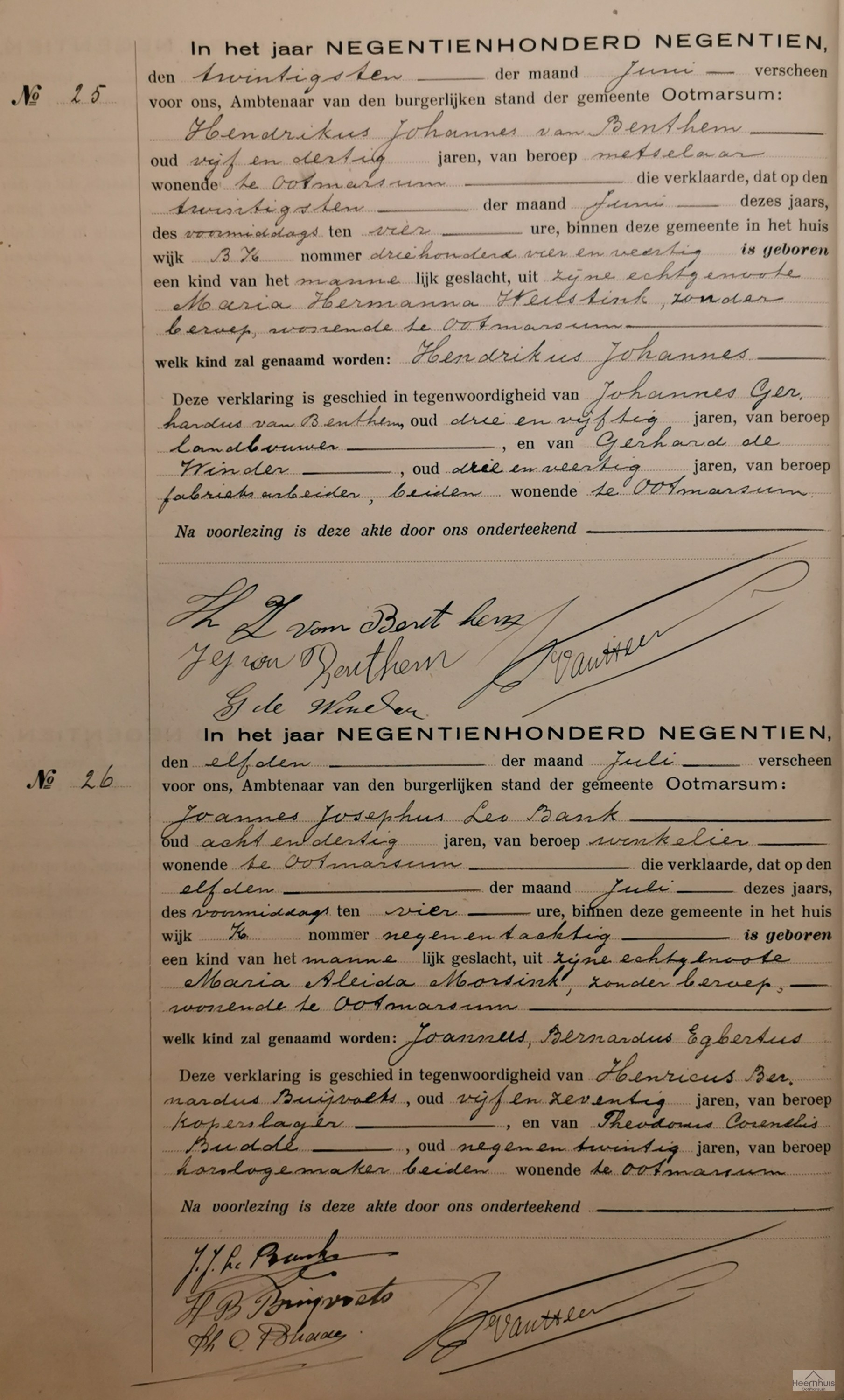 Geboorteakte van Johannes Bernardus Egbertus Bank Geboorteakte van Johannes Bernardus Egbertus Bank