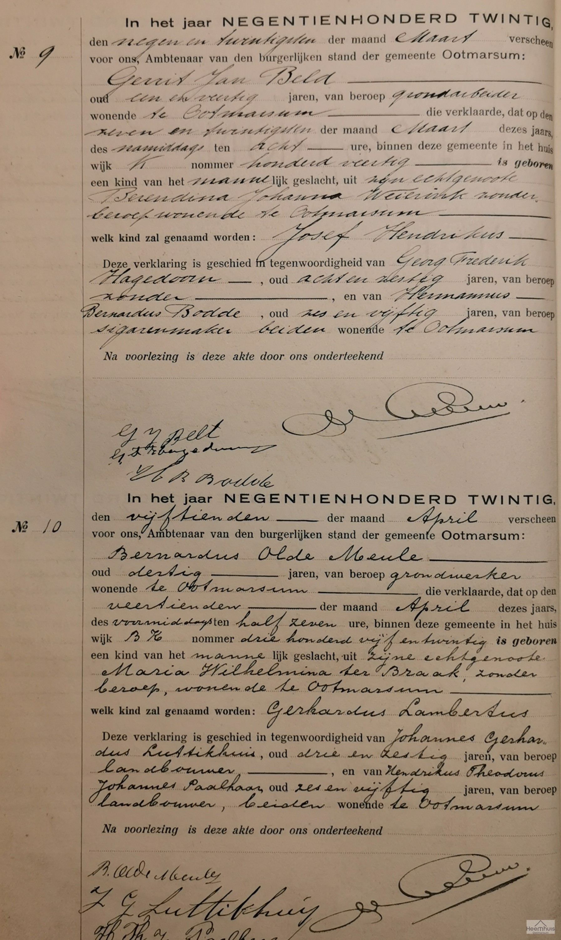 Geboorteakte van Gerhardus Lambertus Olde Meule Geboorteakte van Gerhardus Lambertus Olde Meule
