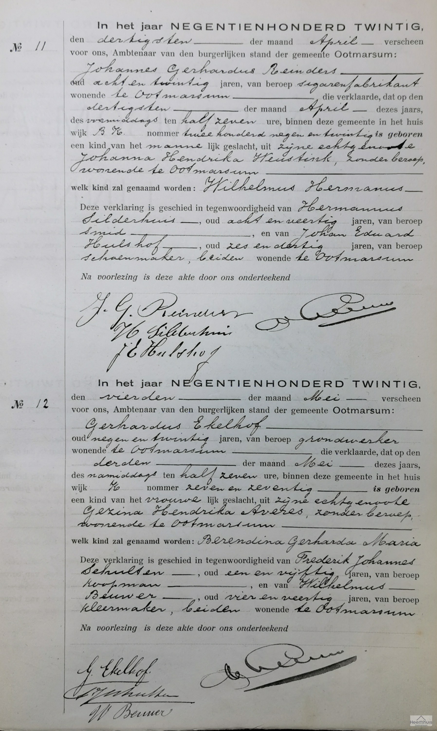 Geboorteakte van Berendina Gerharda Maria Ekelhof