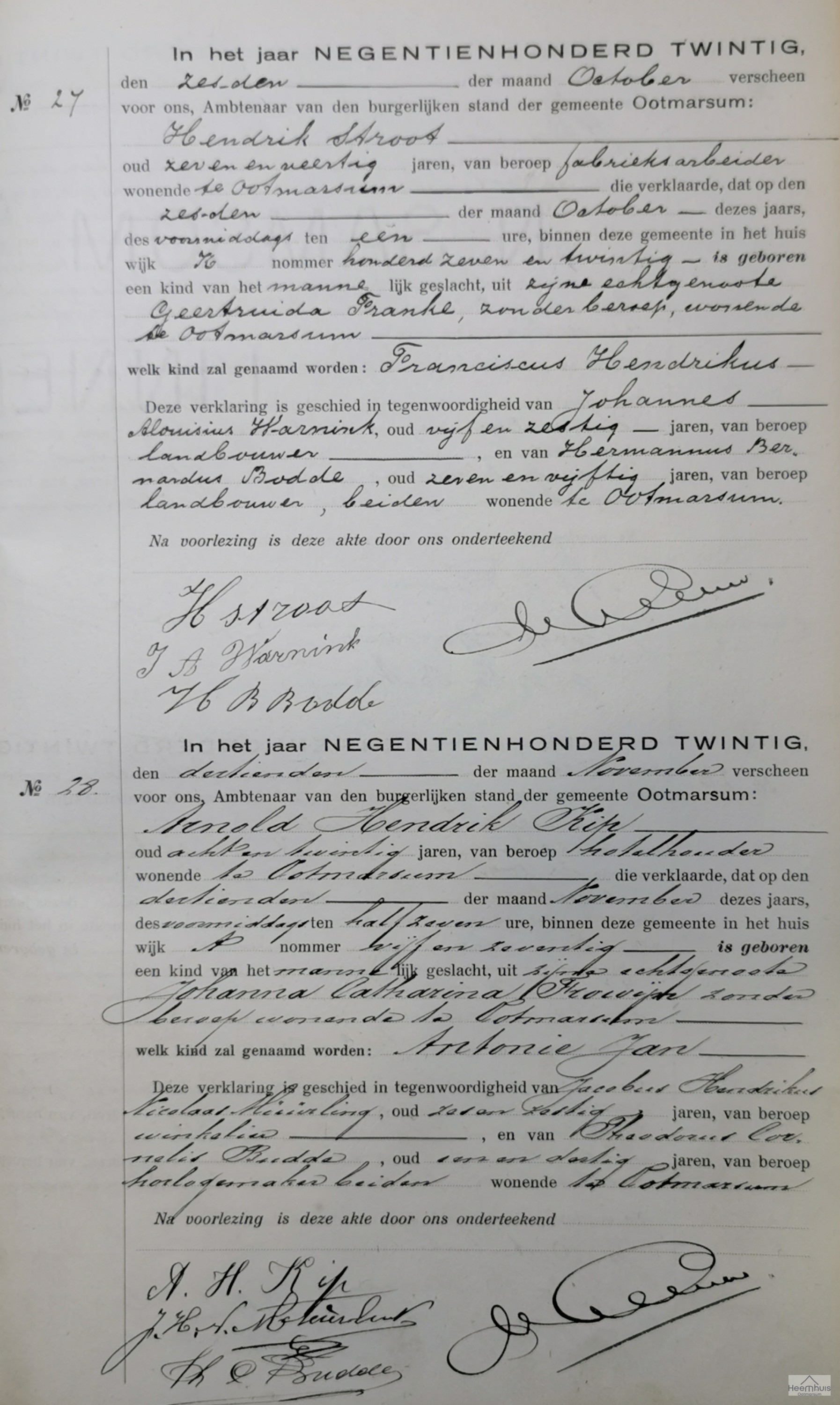 Geboorteakte van Franciscus Hendrikus Stroot Geboorteakte van Franciscus Hendrikus Stroot