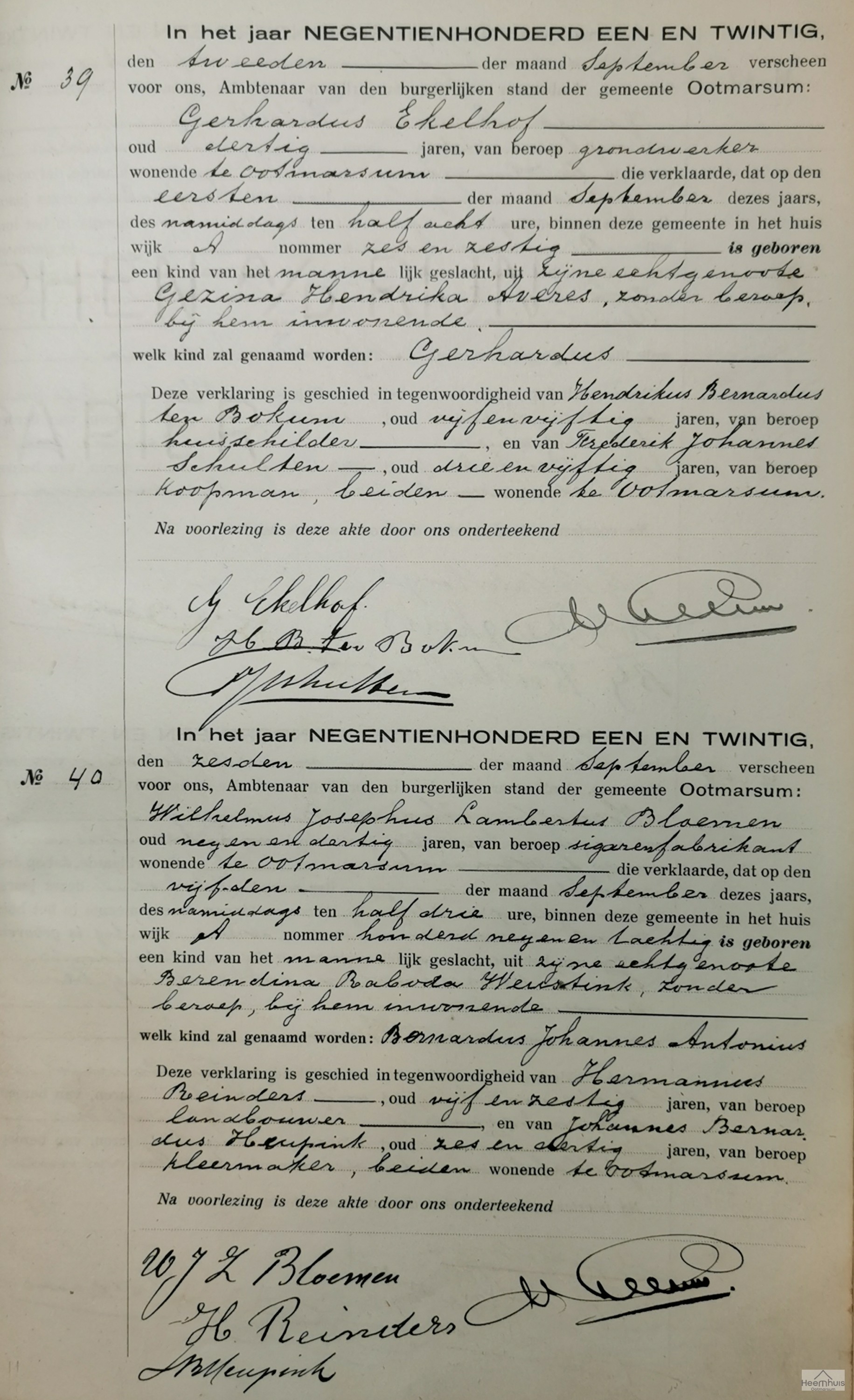 Geboorteakte van Bernardus Johannes Antonius Bloemen Geboorteakte van Bernardus Johannes Antonius Bloemen