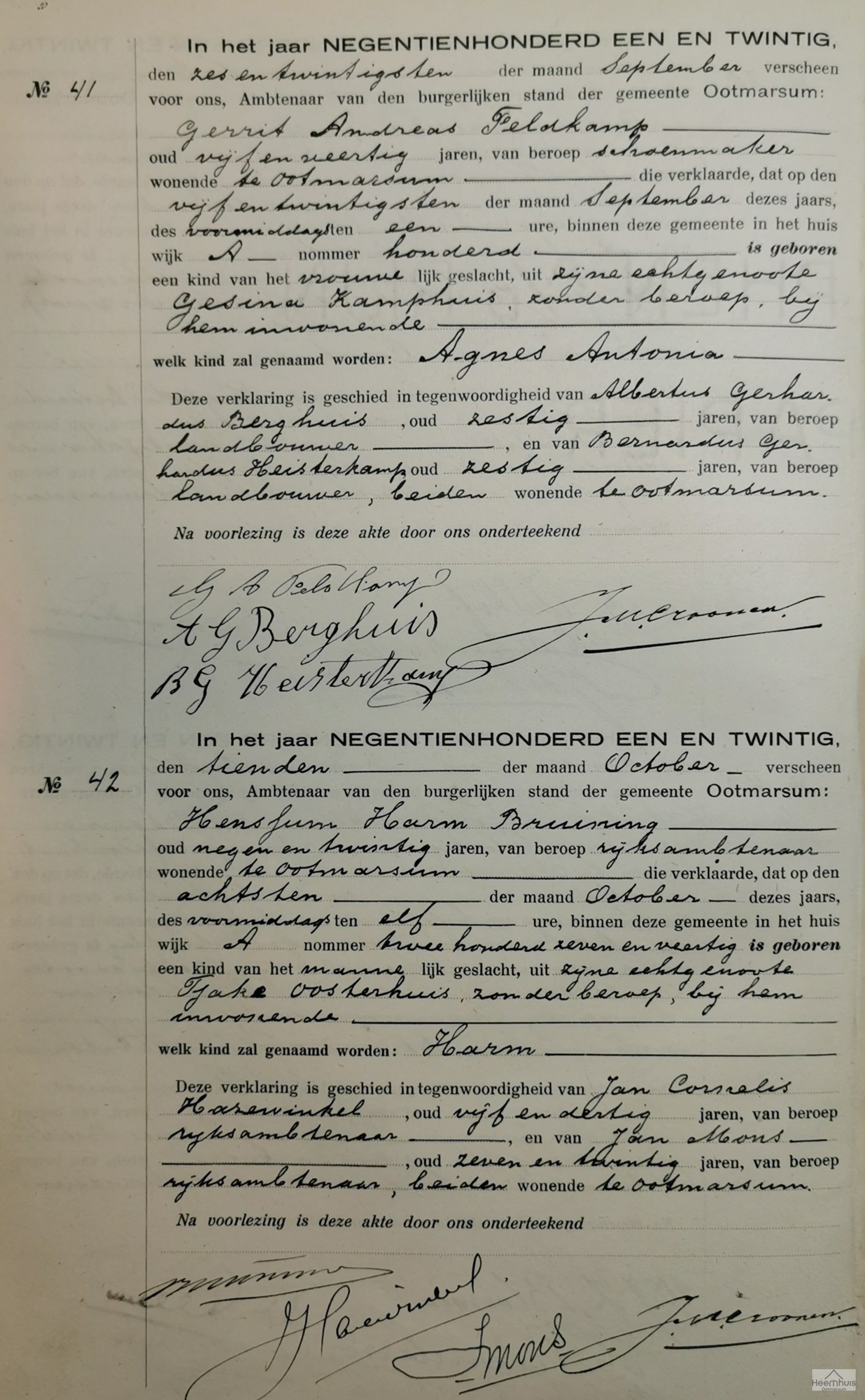 Geboorteakte van Agnes Antonia Feldkamp