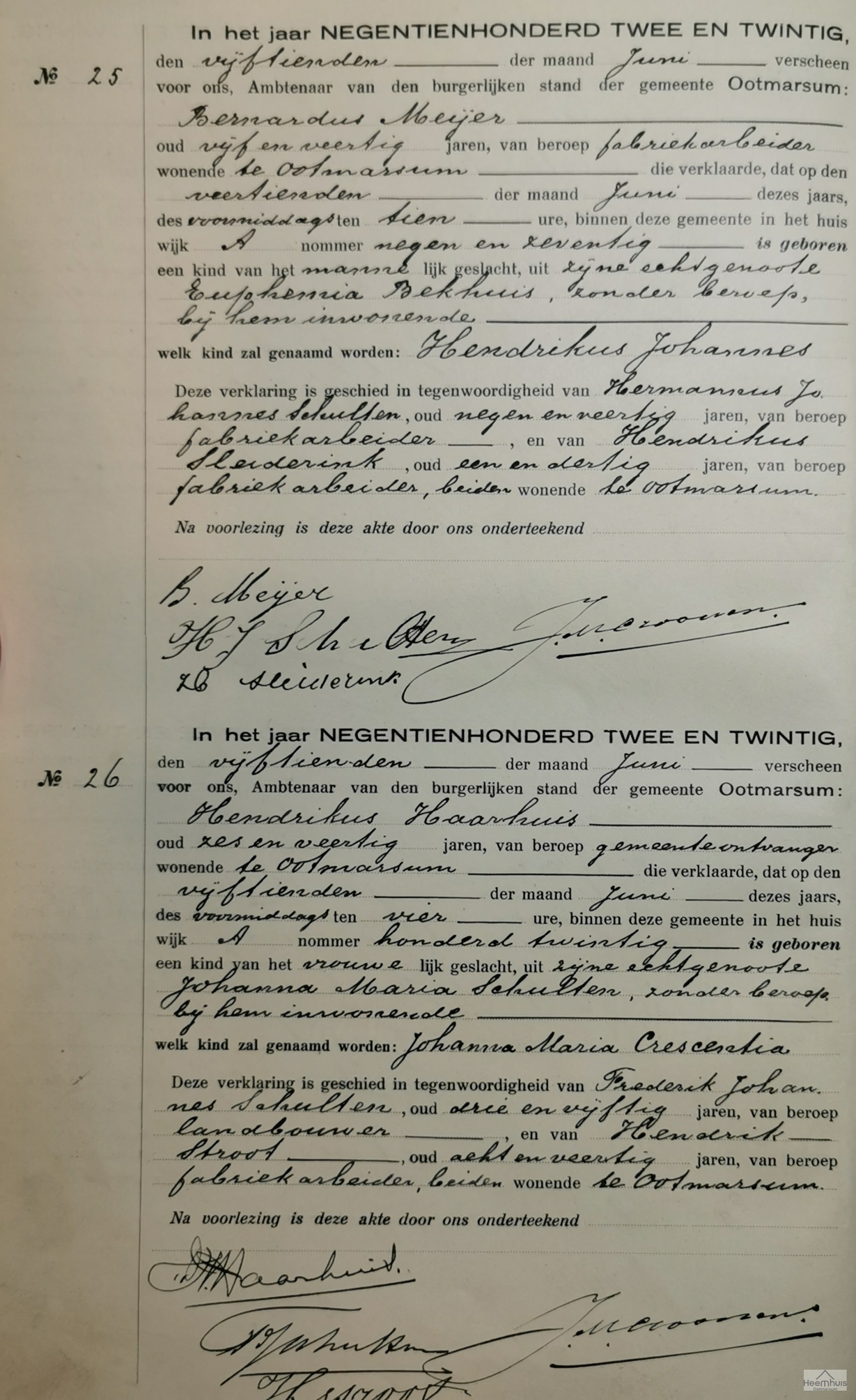 Geboorteakte van Johanna Maria Crescentia Haarhuis