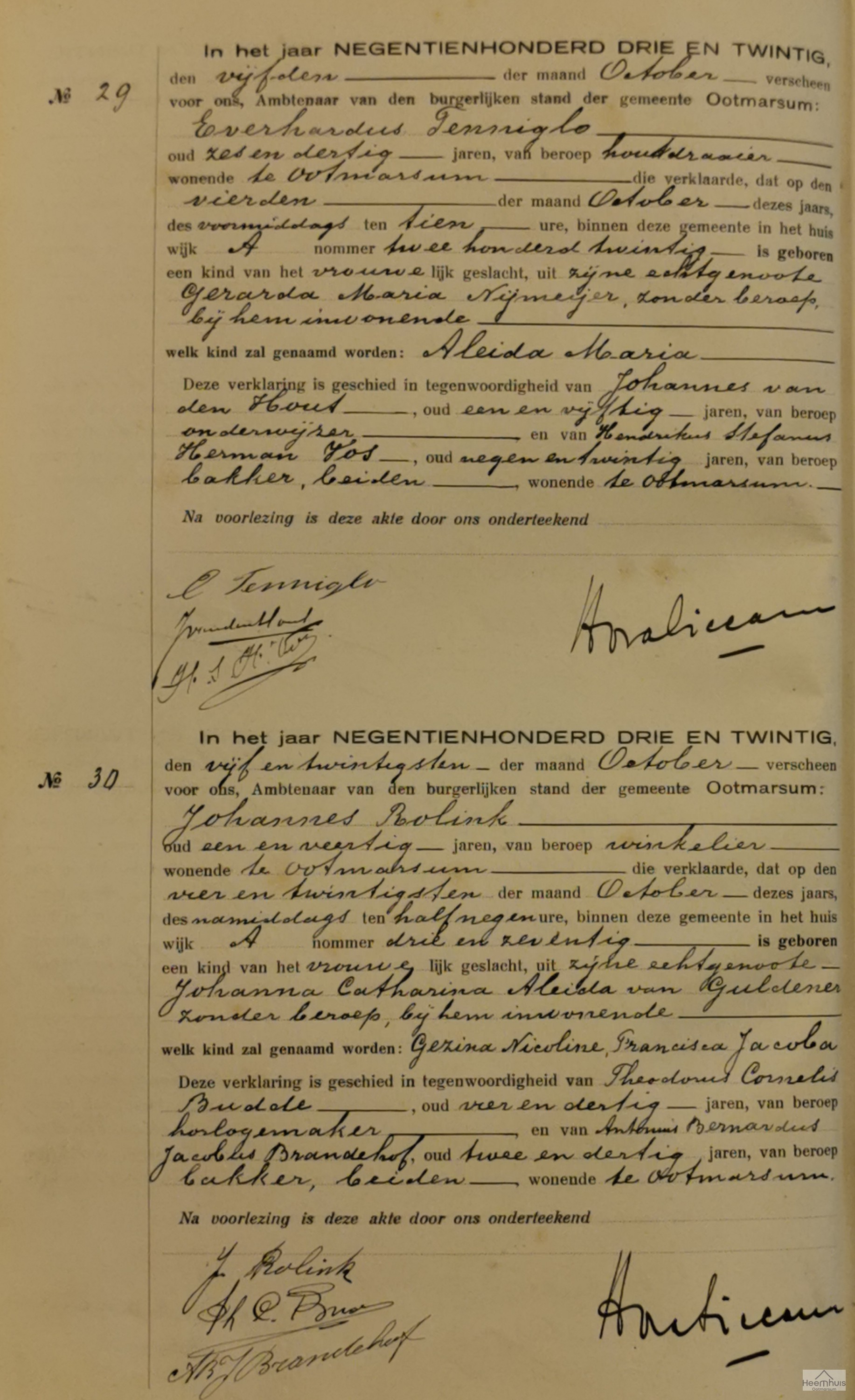 Geboorteakte van Gezina Nicoline Francisca Jacoba Rolink