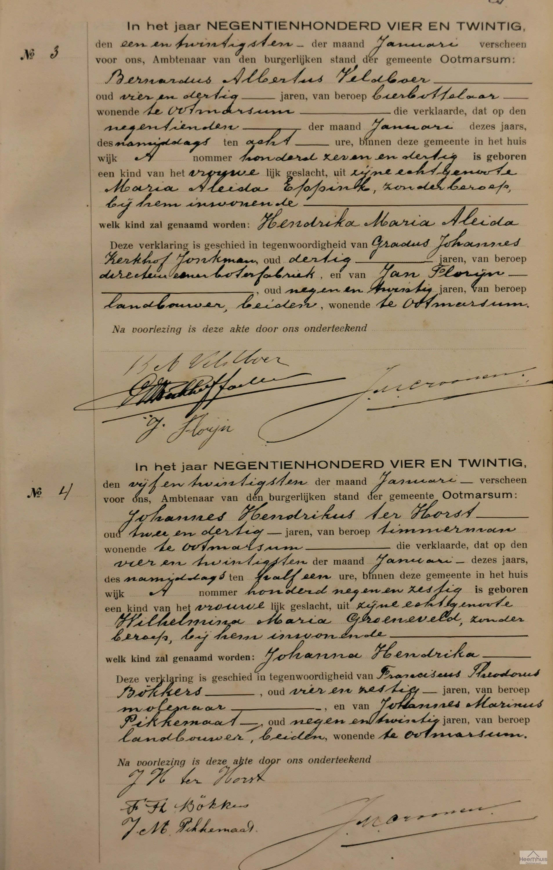 Geboorteakte van Hendrika Maria Aleida Veldboer Geboorteakte van Hendrika Maria Aleida Veldboer