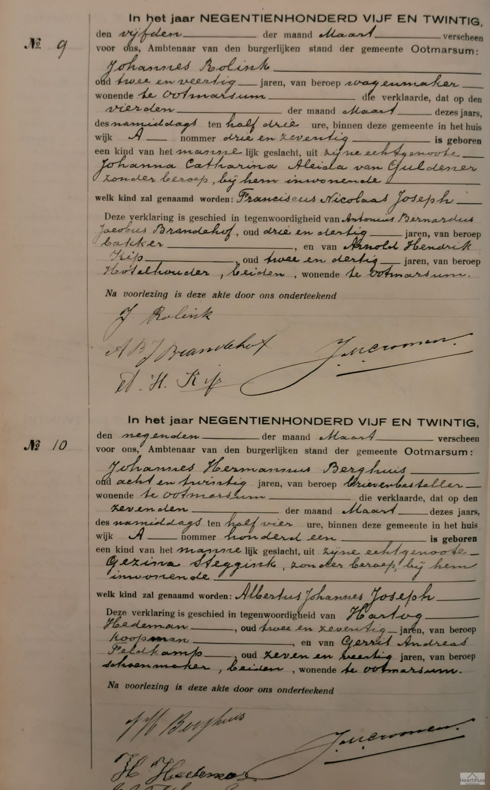 Geboorteakte van Albertus Johannes Joseph Berghuis