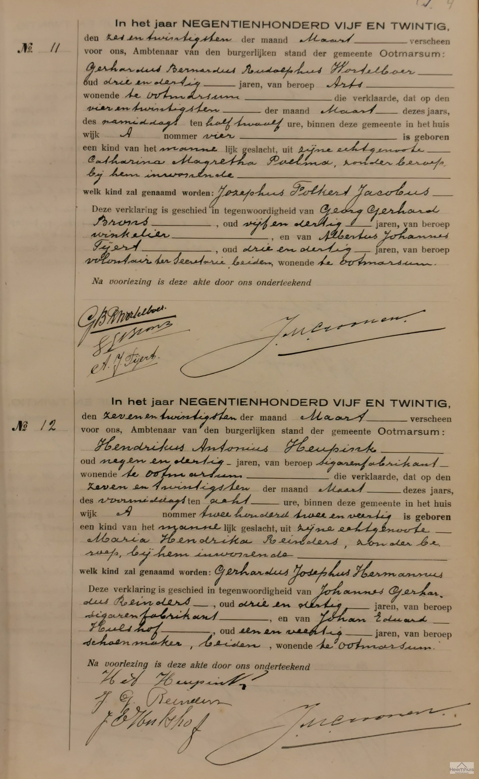 Geboorteakte van Gerhardus Josephus Hermannus Heupink