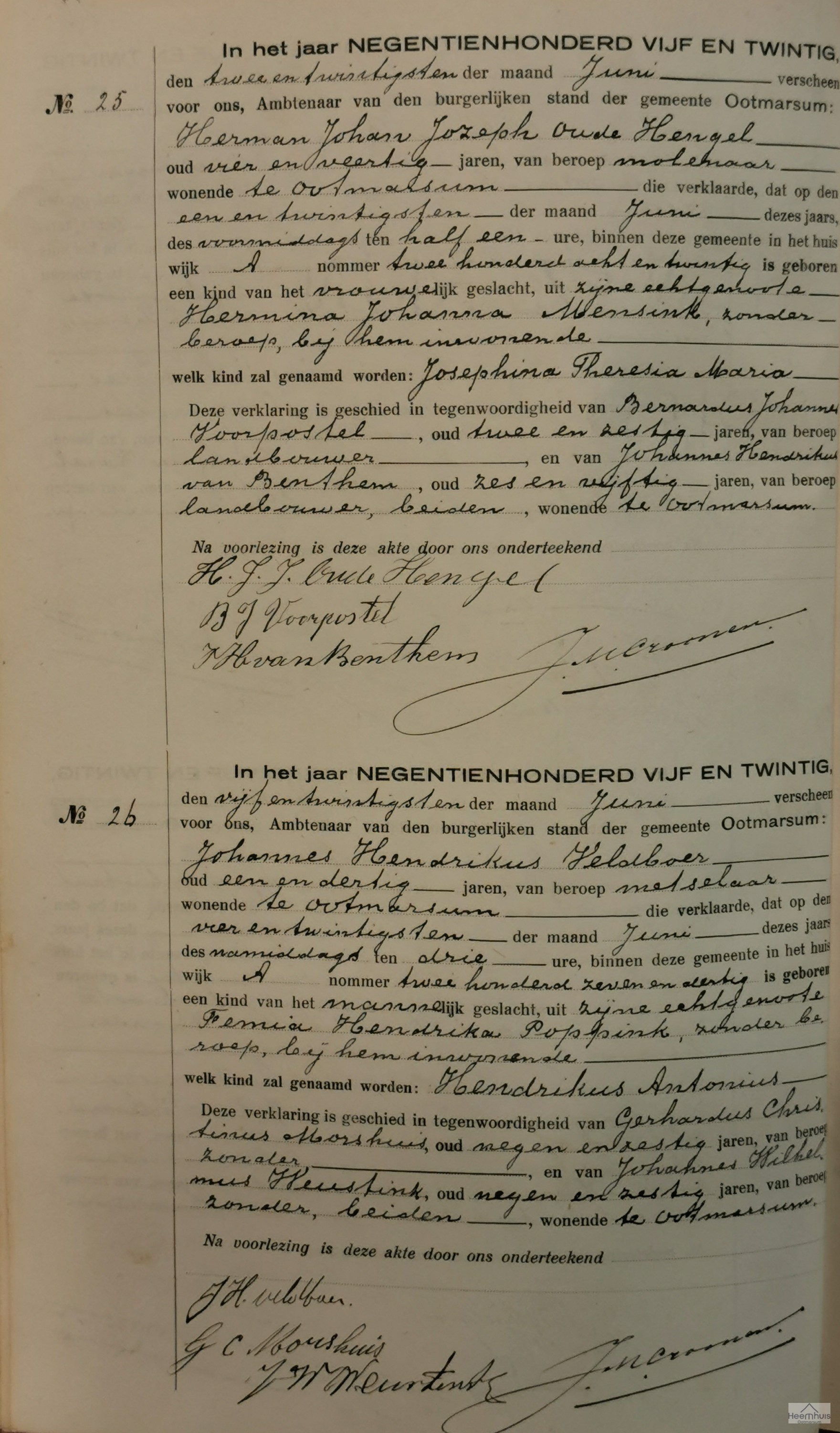 Geboorteakte van Hendrikus Antonius Veldboer