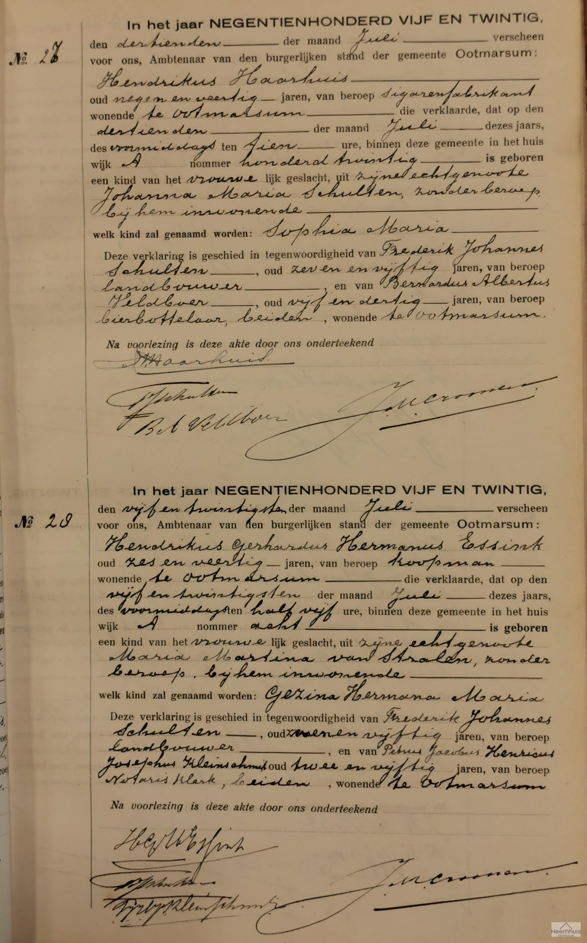 Geboorteakte van Sophia Maria Haarhuis Geboorteakte van Sophia Maria Haarhuis