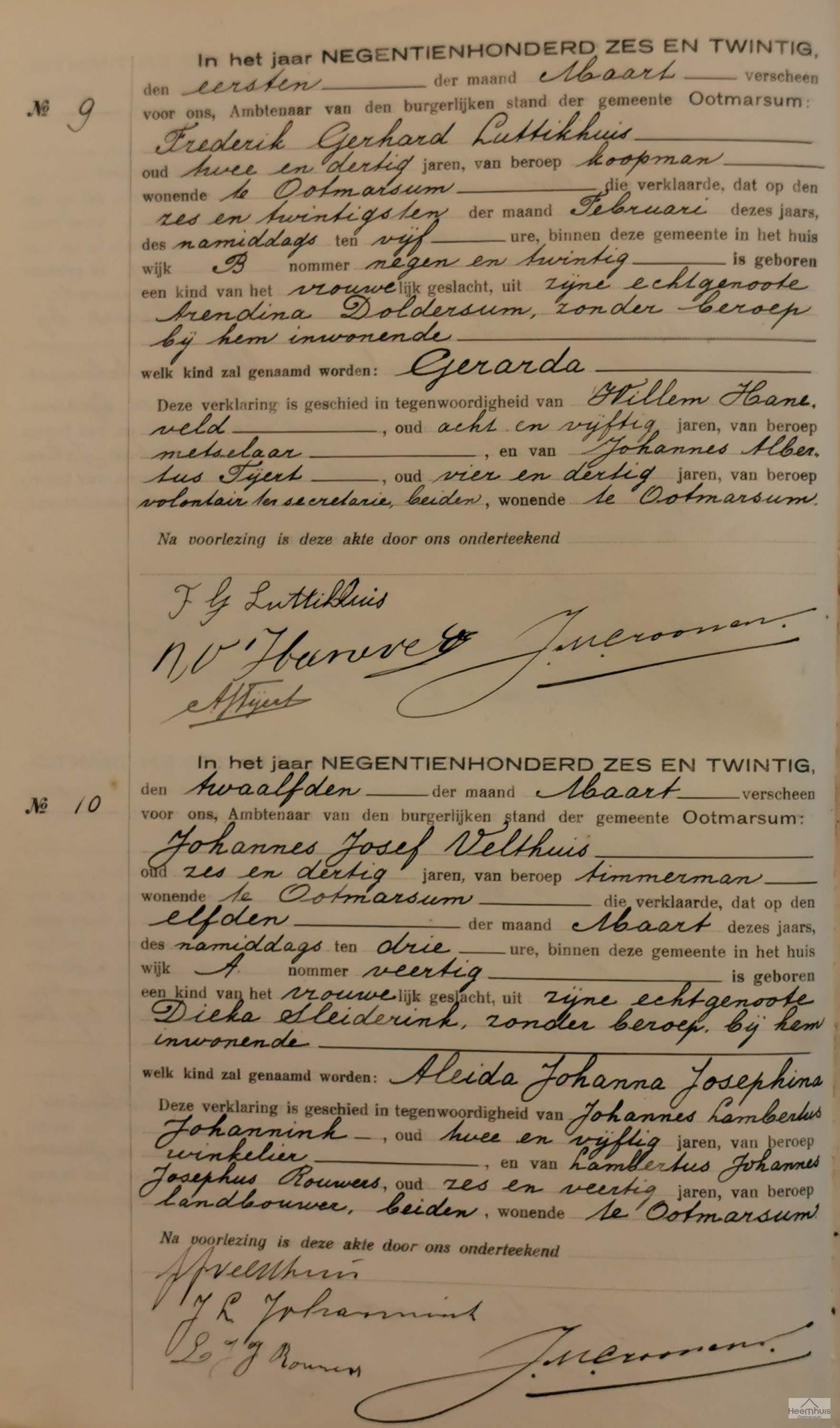 Geboorteakte van Aleida Johanna Josephina Velthuis Geboorteakte van Aleida Johanna Josephina Velthuis