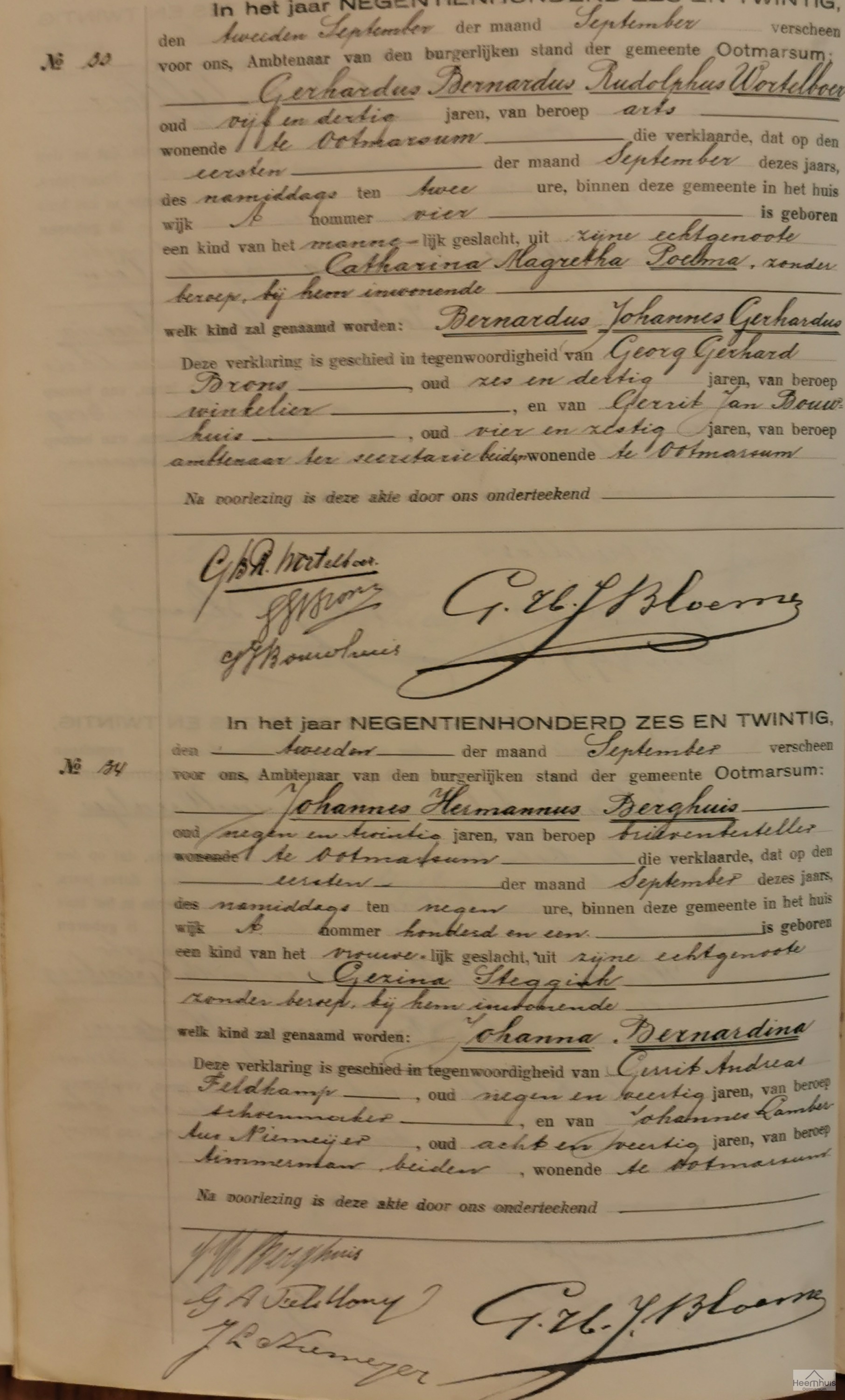 Geboorteakte van Johanna Bernardina Berghuis Geboorteakte van Johanna Bernardina Berghuis