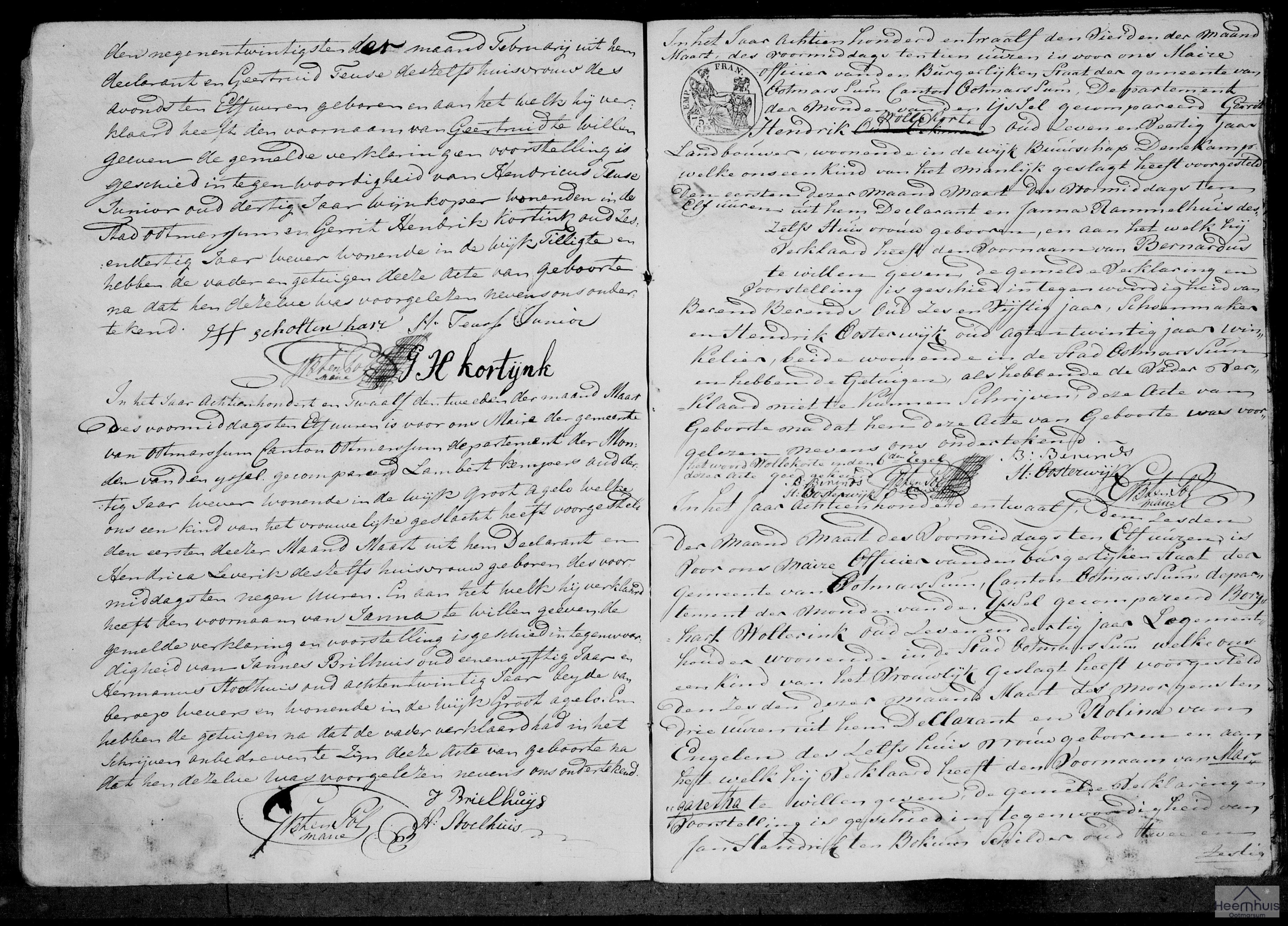 Geboorteakte van Bernardus Wollekorte