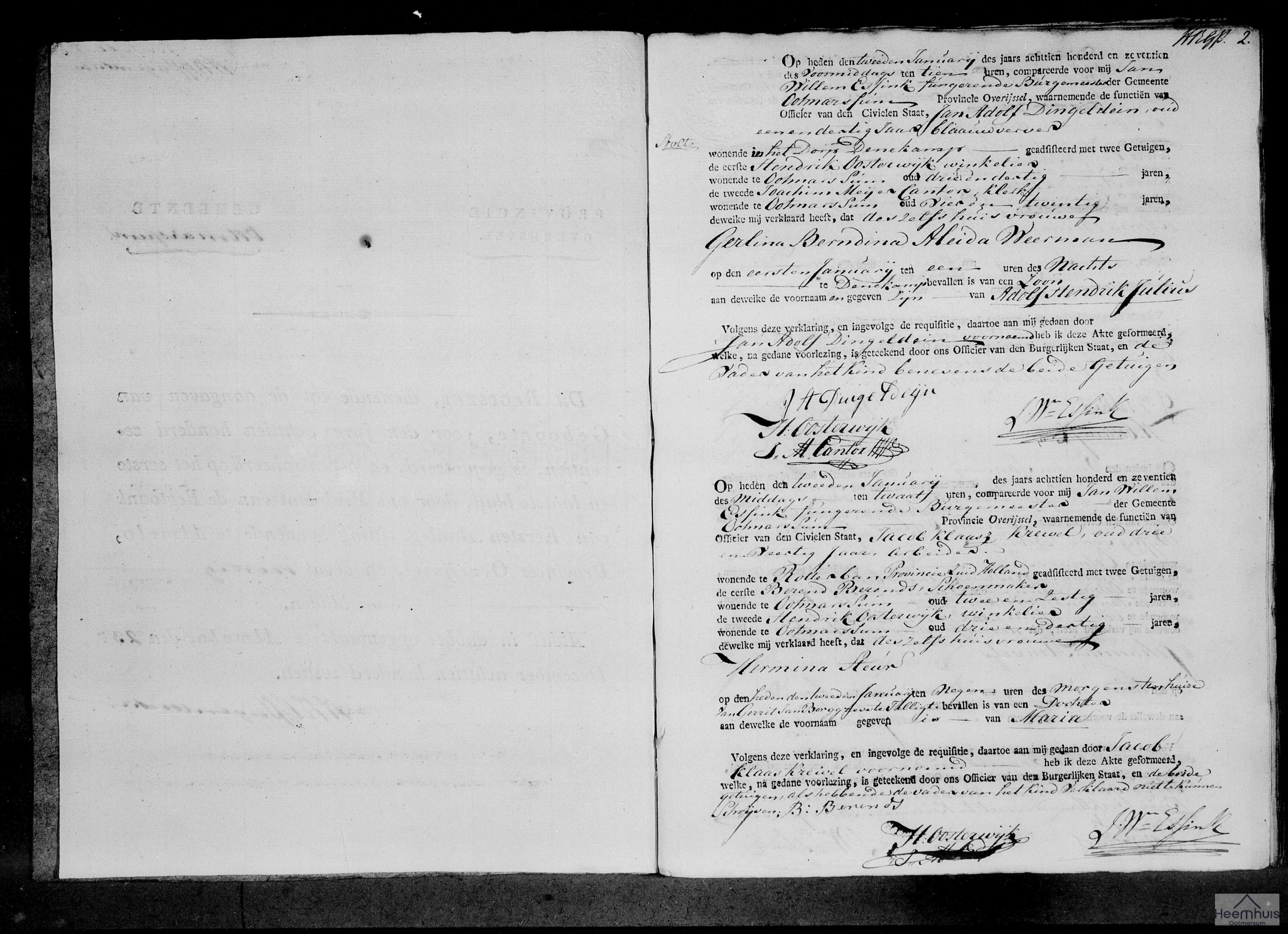 Geboorteakte van Adolf Hendrik Julius Dingeldein