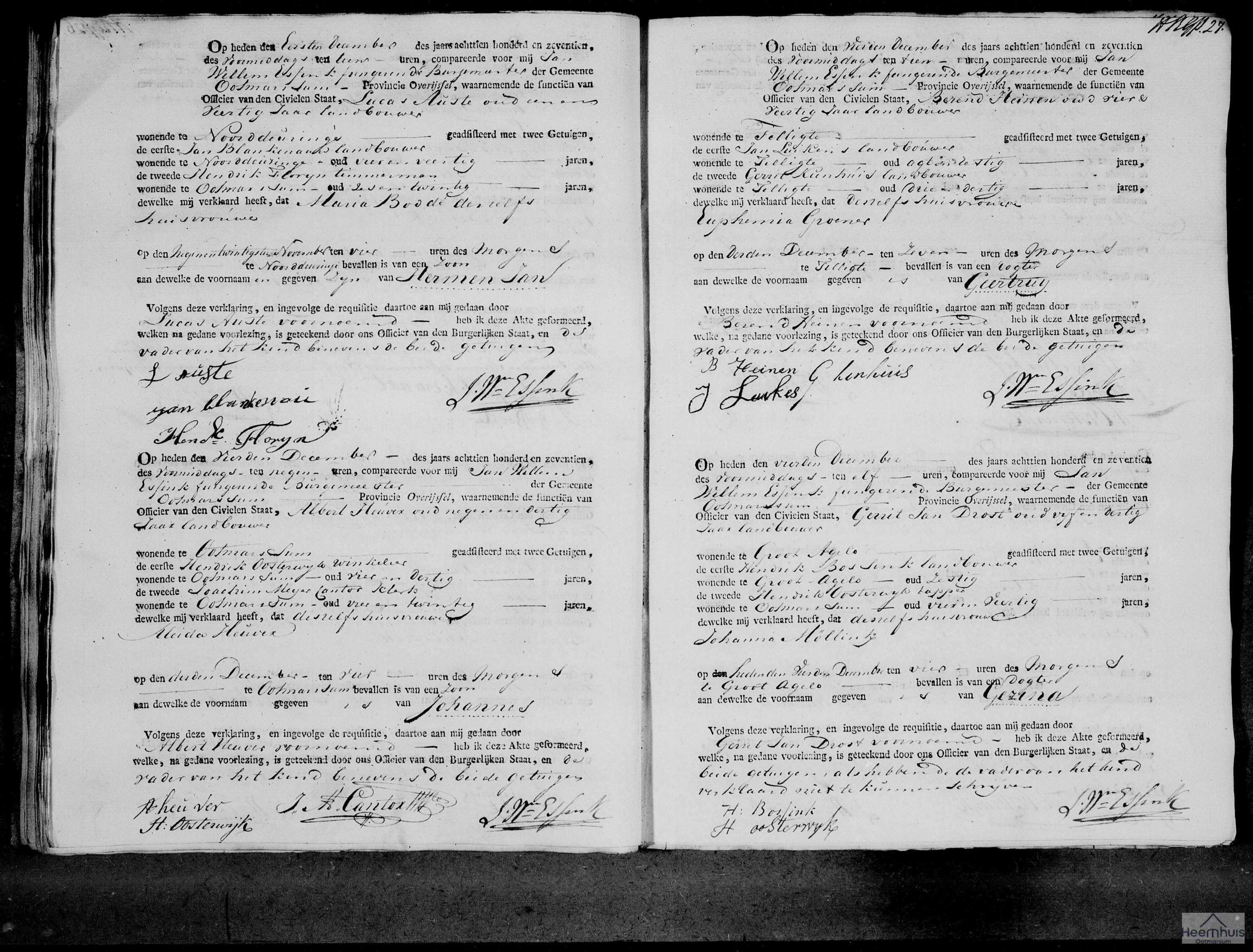 Geboorteakte van Johannes Heuver